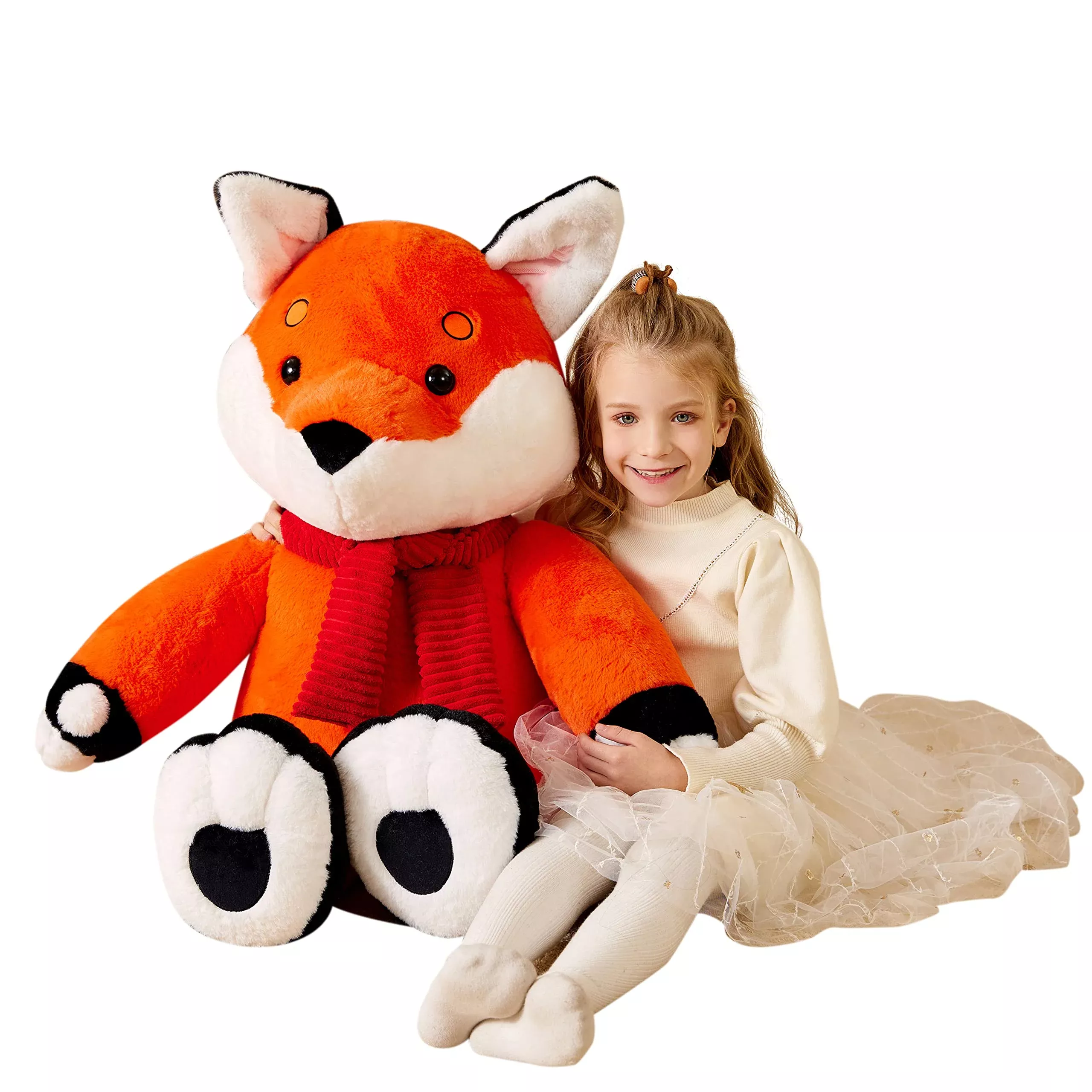 EARTHSOUND Plush Fox Toy 30 Inches Red Cuddly Stuffed Animal