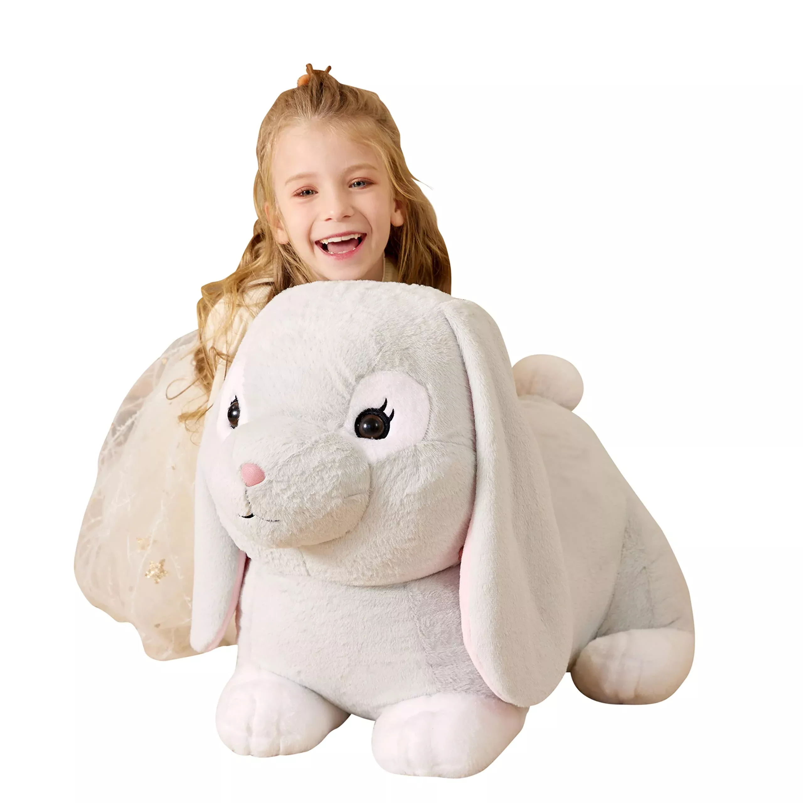 EARTHSOUND Plush Rabbit Toy 23 Inches Gray Soft Stuffed Animal