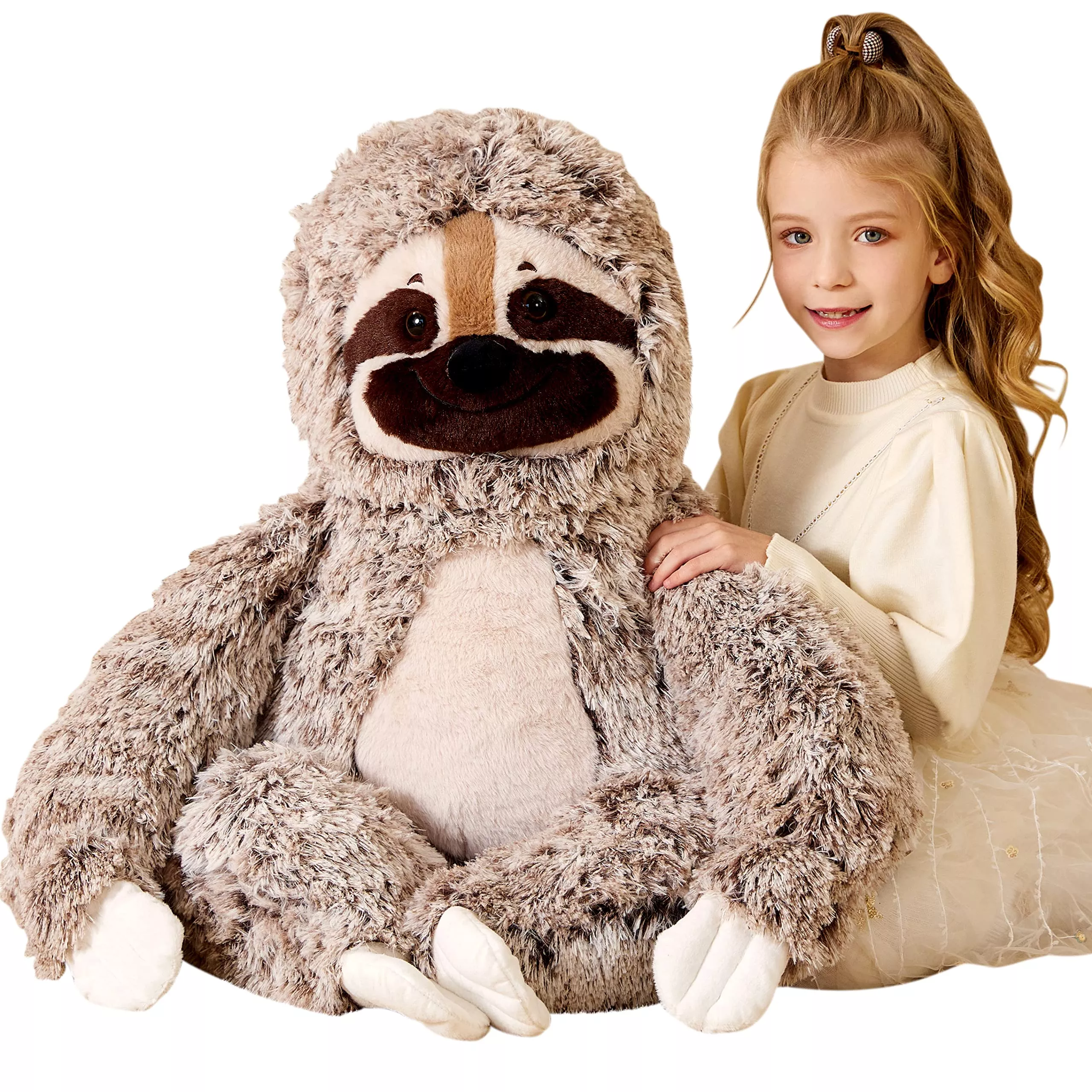EARTHSOUND Plush Sloth Toy 30 inches Brown Soft Stuffed Animal