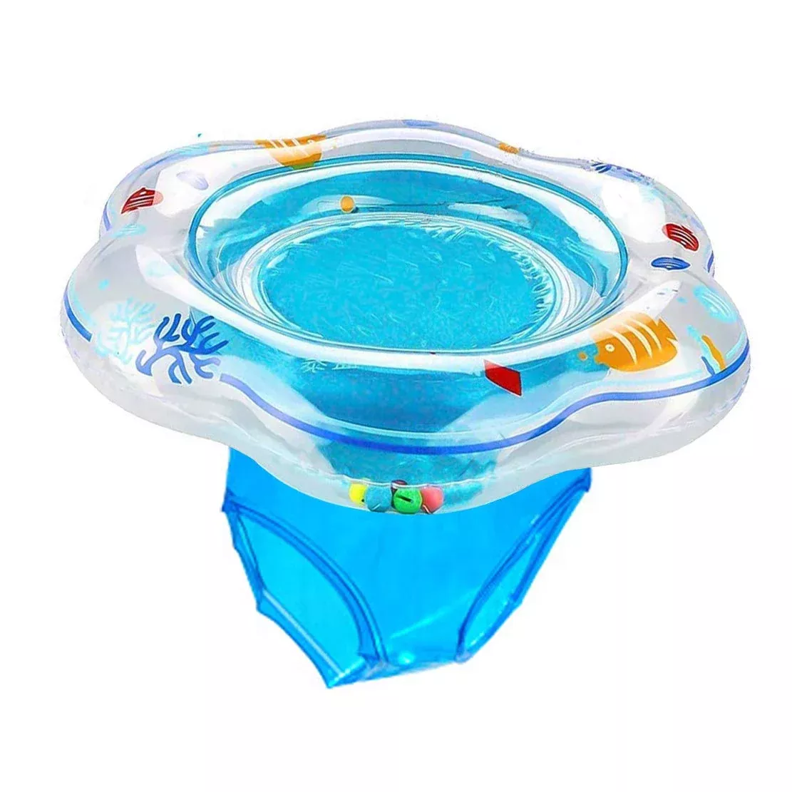 Easyva Baby Swimming Float Ring, Blue PVC with Safety Seat, Small, Dou
