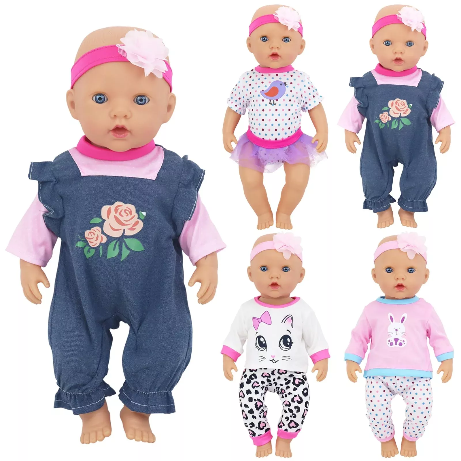 ECORELF Baby Doll Clothes Set for 15-18 Inch Dolls, 4 Sets,