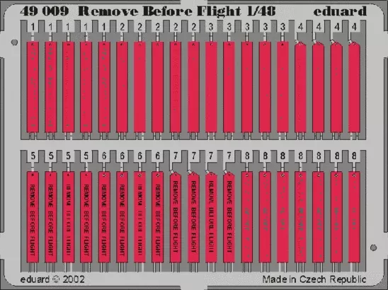 Eduard 49009 Photo-Etched Remove Before Flight (Painted) for 1/48 Aircraft