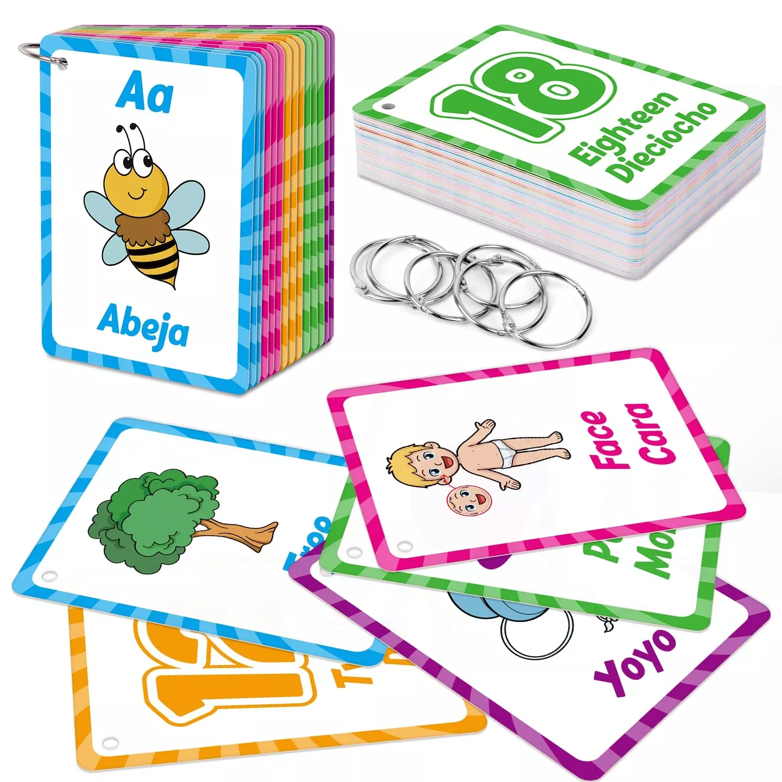 Edulok Bilingual Flash Cards for Kids - Medium Size, Fun Learning Tool
