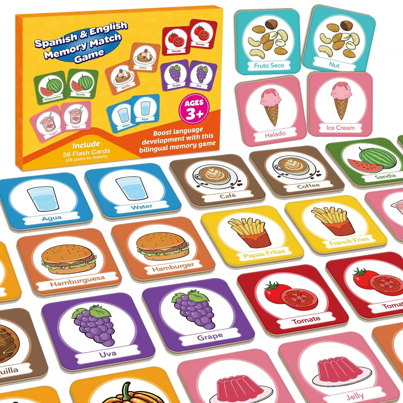 Edulok Memory Card Game, Toddler Match Game, Learn Spanish For Kids, B