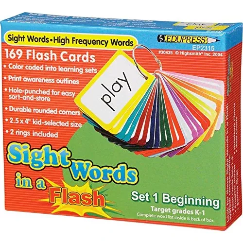 Edupress Sight Words in a Flash Learning System, Medium, Set of 169 Cards