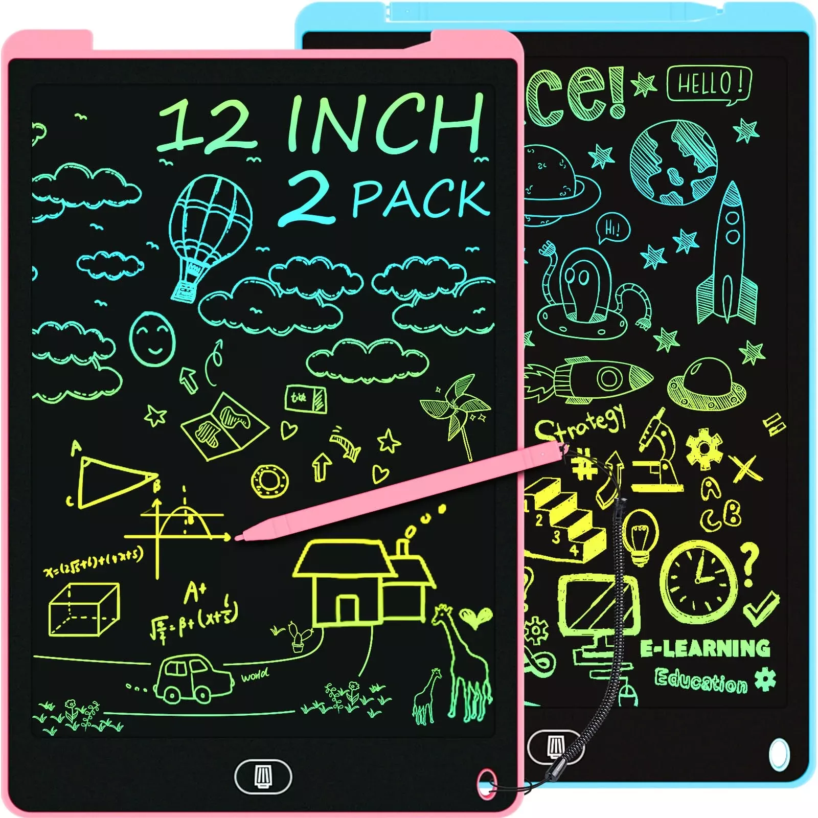 Electight 12 Inch Doodle Board, Blue/Pink, LCD Drawing Tablet