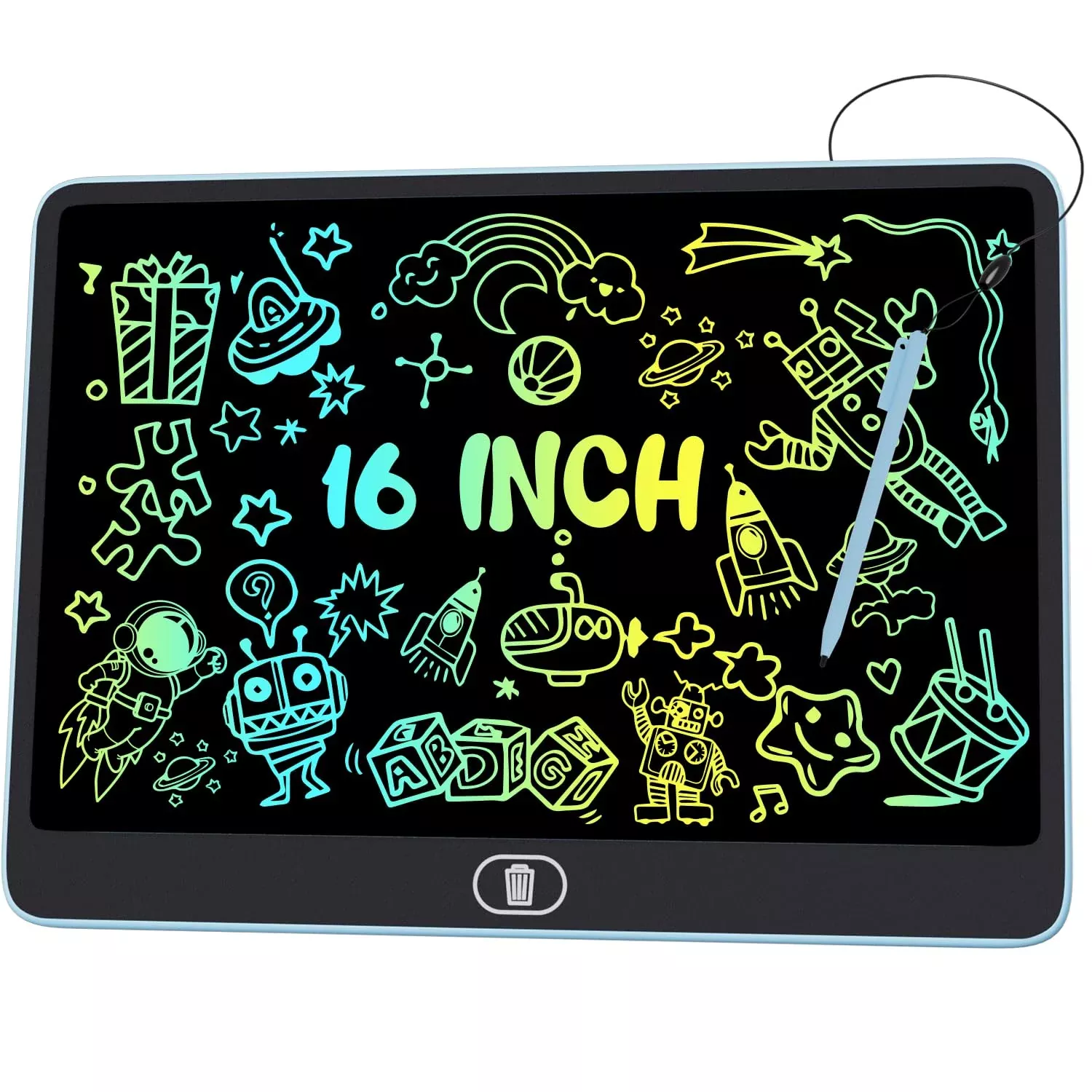 Electight 16 Inch LCD Writing Tablet for Kids, Blue Doodle Board