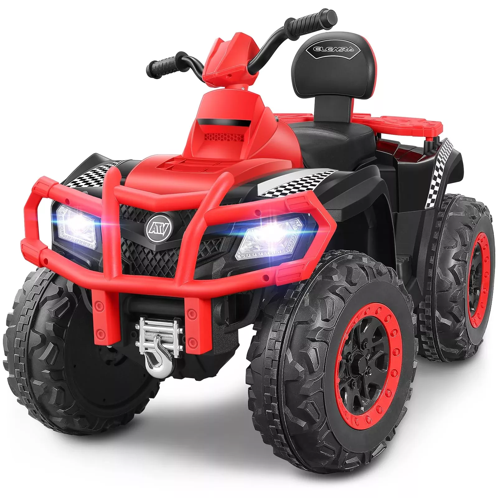 ELEMARA 24V 4WD Electric ATV for Kids, Dark Red, 2