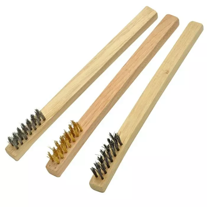 Enkay 1660-3C Mini Wire Brush Set with Wood Handles 3 Pack