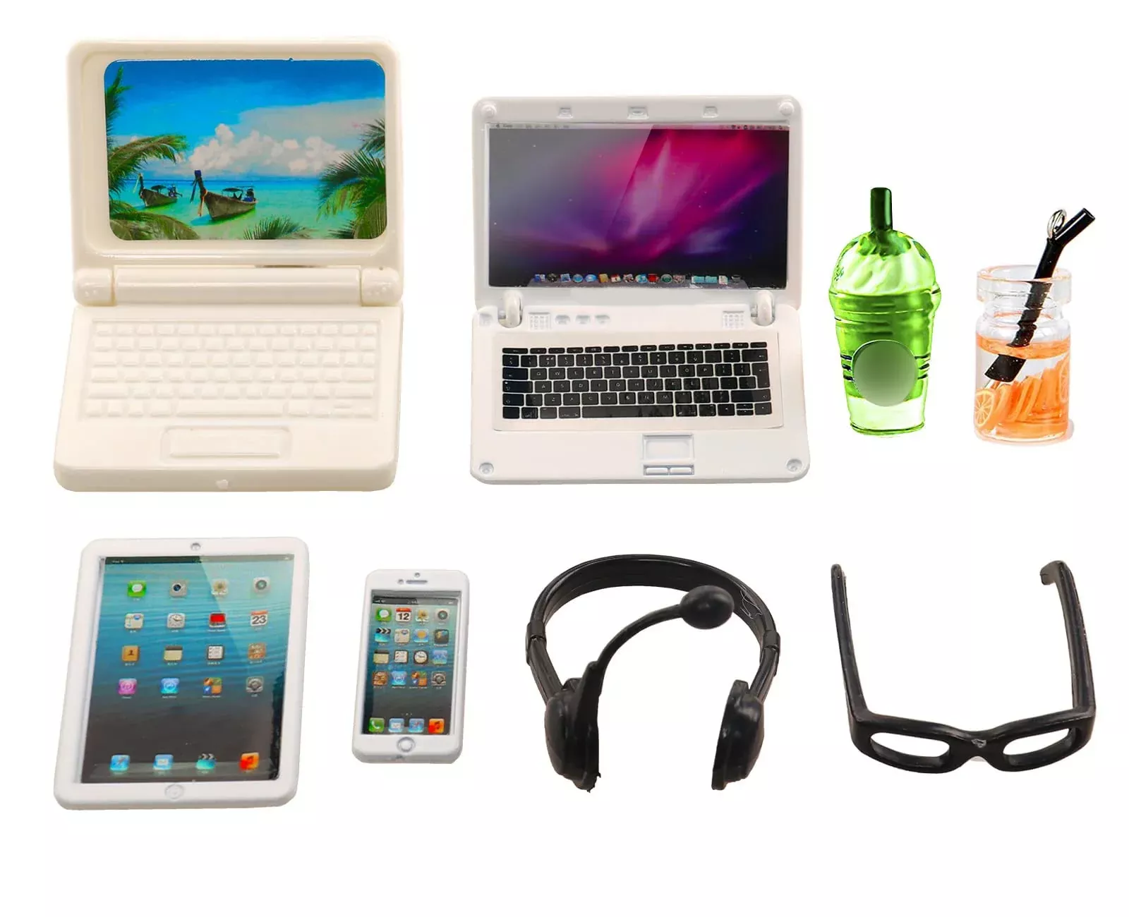 ENOCHT Mini Laptop and Tablet Play Set for 11.5 Inch Dolls, White