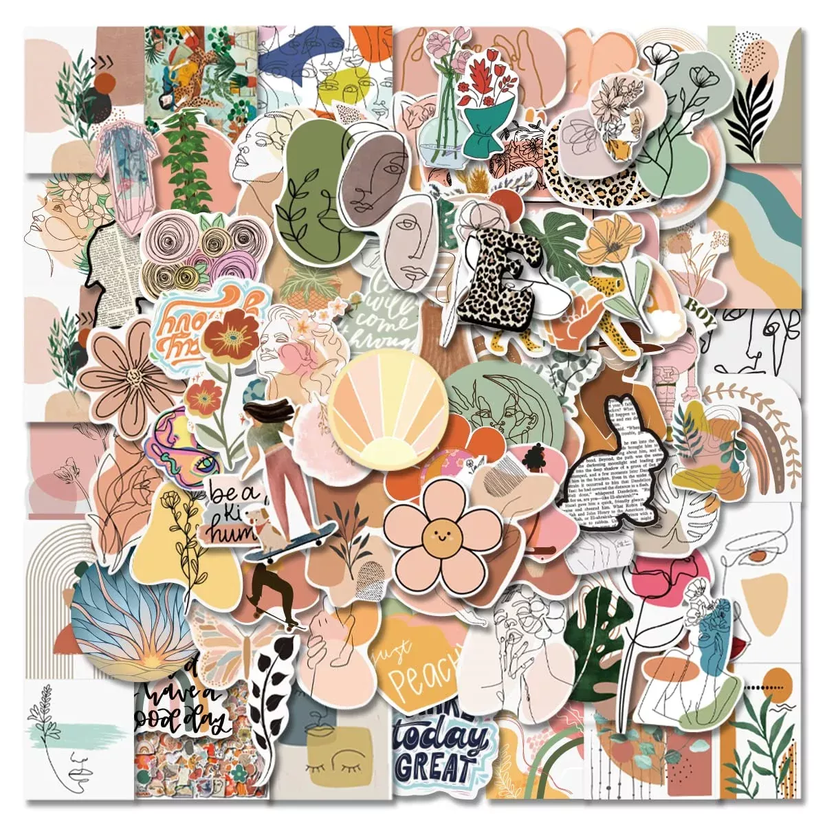 Eoaod Sticker Pack - 200 Cute Waterproof Stickers - Colorful