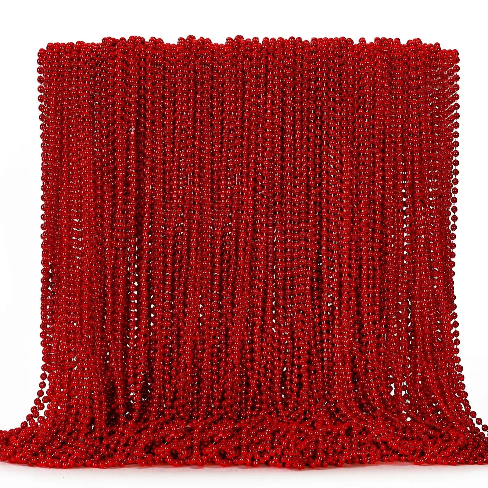EOBOH Red Bead Necklace Set for Festivals, 33 inches, 144PCS