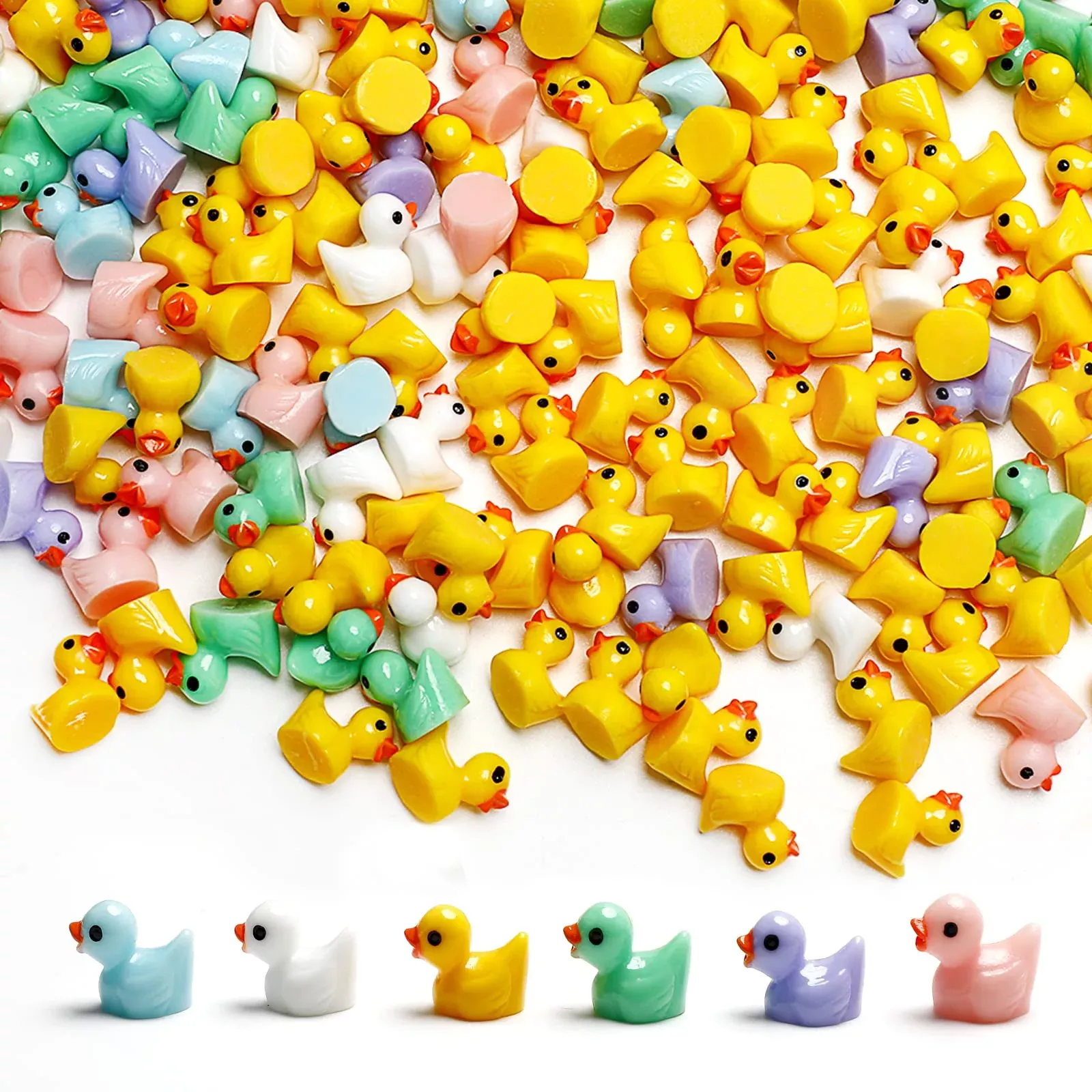 EOMTUR Mini Resin Ducks for Decoration, 100 Pieces, Multi-Color