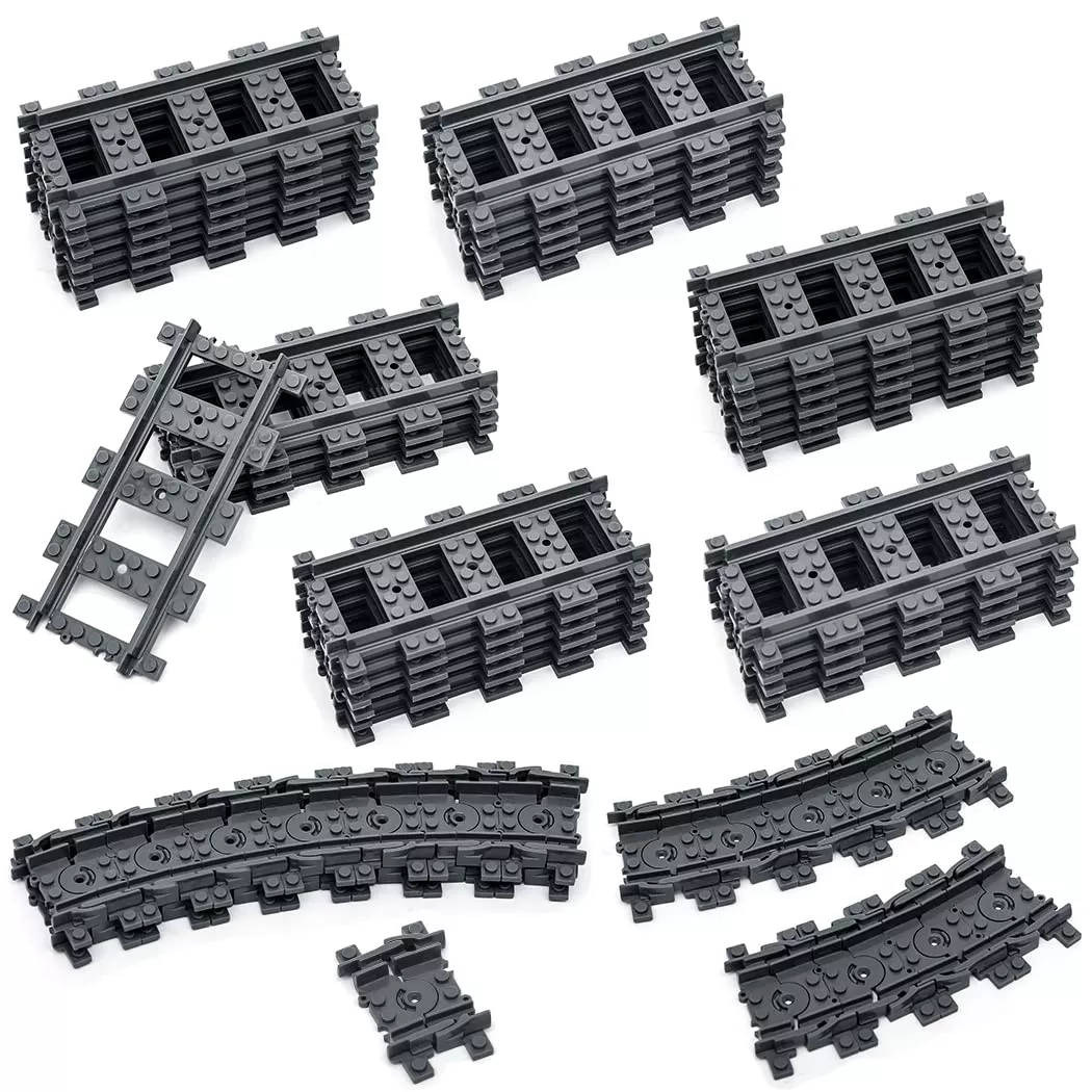 Etarnfly City Train Track Set - 36 Straight & 24 Flexible - Grey