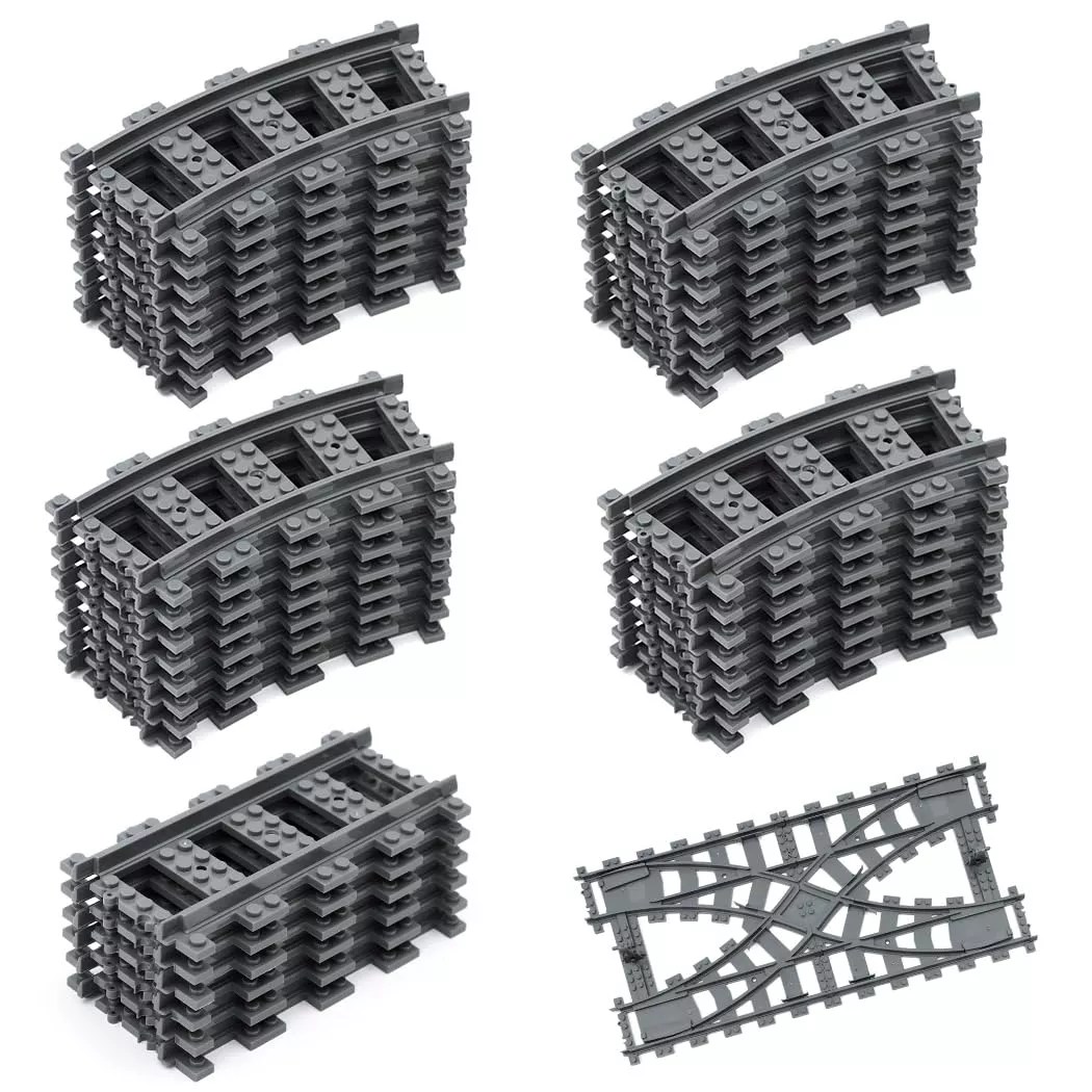 Etarnfly Classic City Train Tracks, 32Pcs Curved And 6Pcs Straight Wit