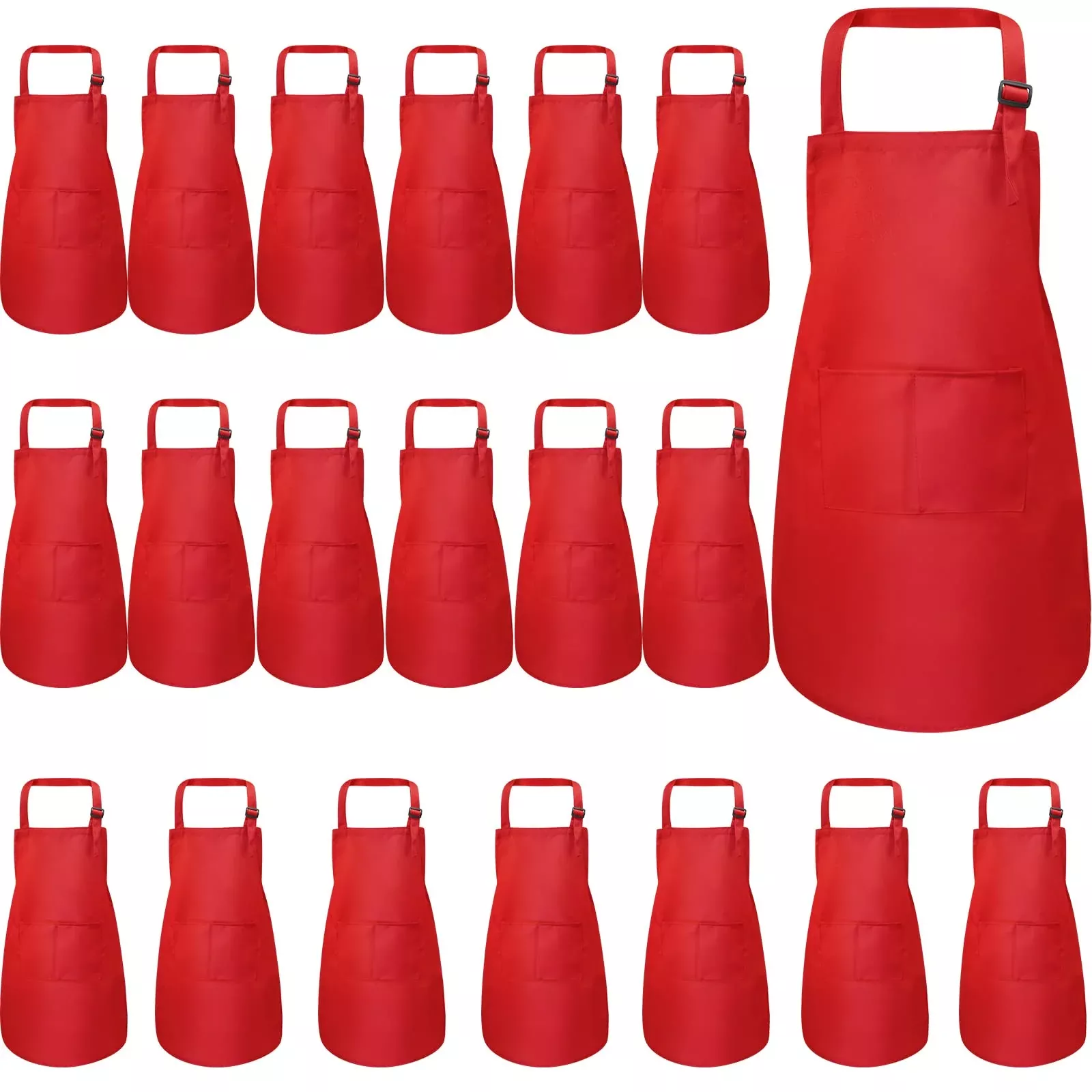 Eurzom Kids Chef Aprons 20 Pack Red 17.7x22 inches for