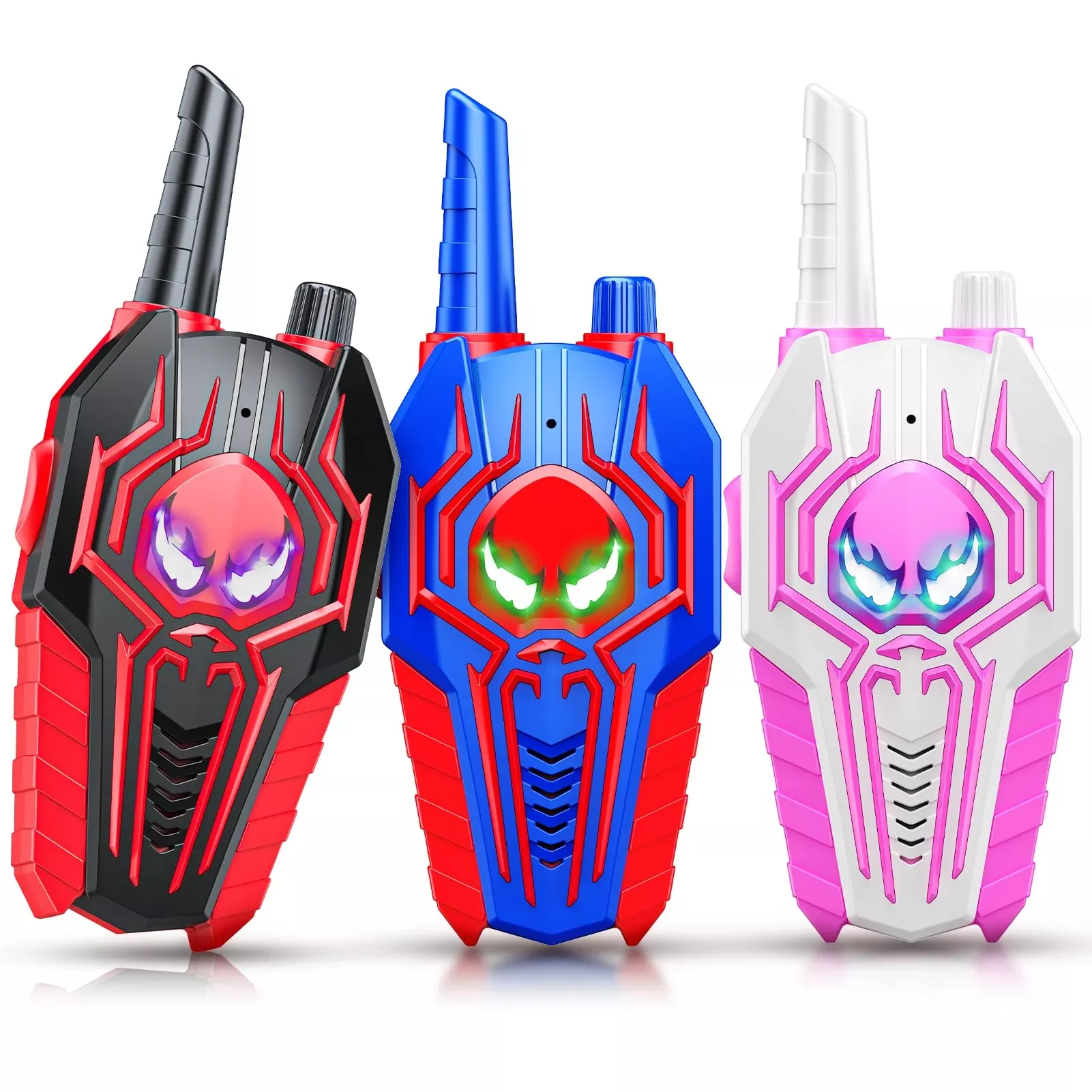 Evassal Kids Walkie Talkies 3 Pack - Blue, Black, Pink, Lightweight