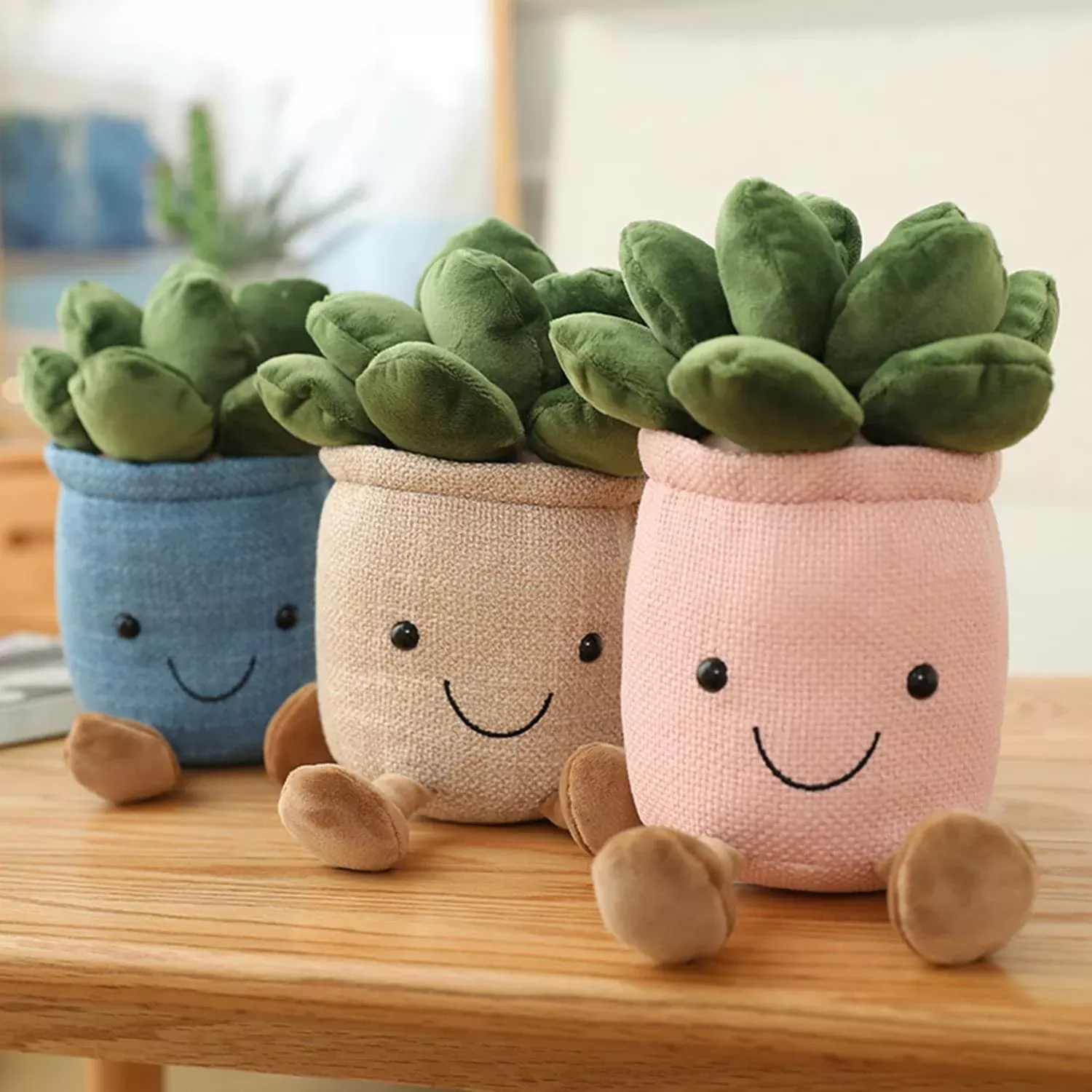 Evlooe Potted Plants Plush Toy, 9.84 Inch, Pink/White/
