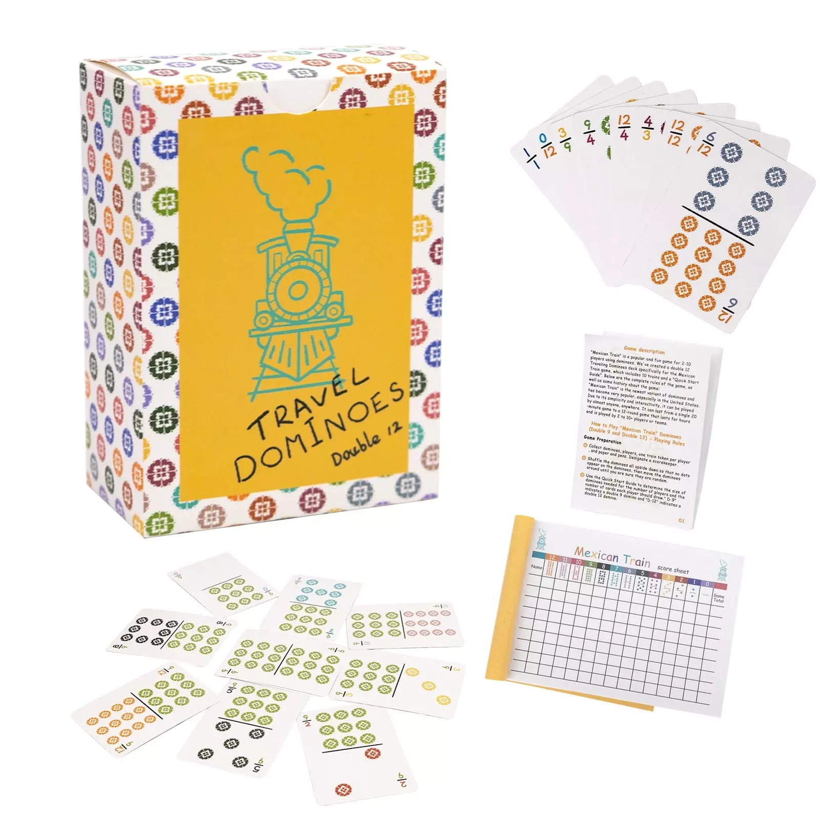 Extguds Mini Dominoes Game Set - Double 12 & Double 9, 105 Cards, Trav