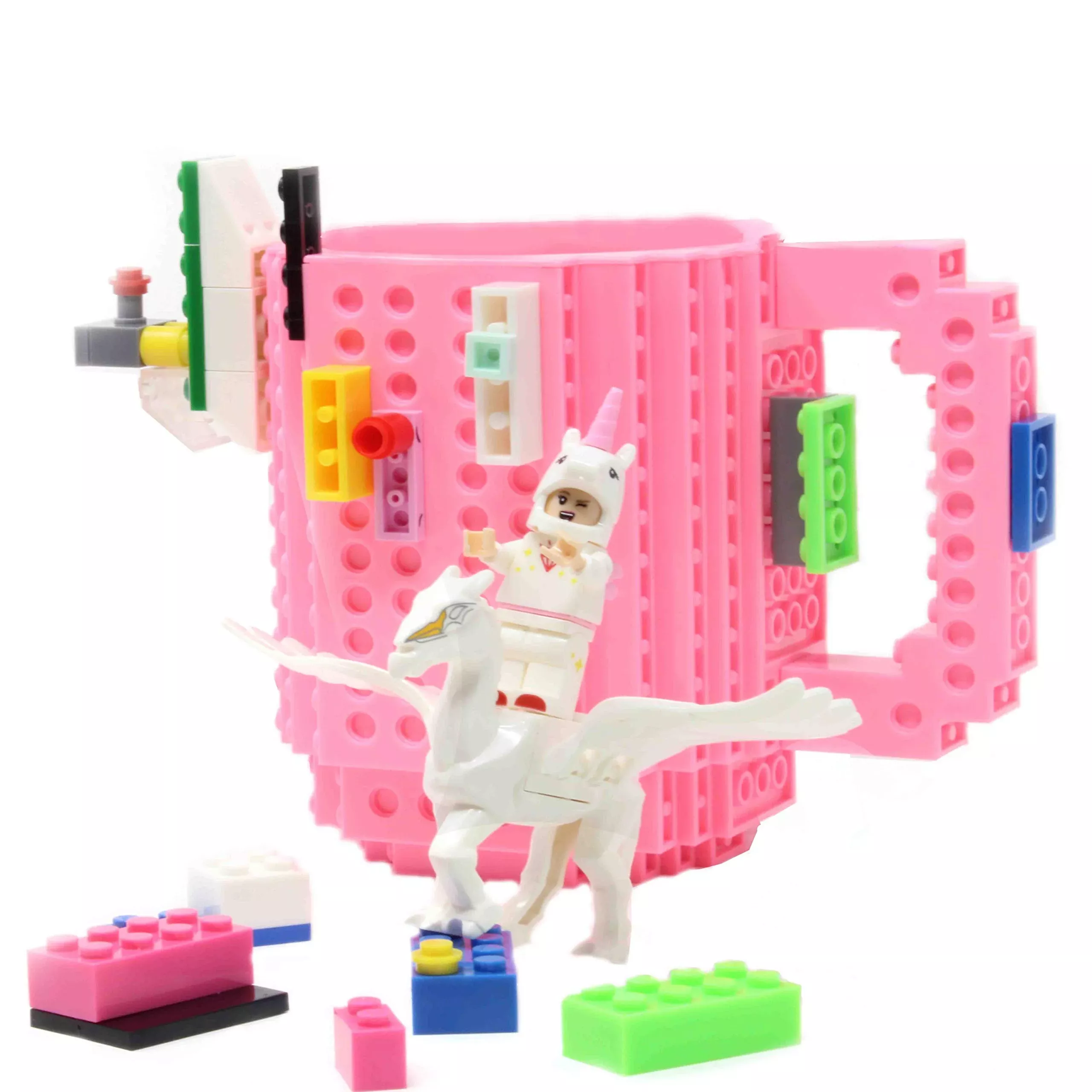 F-32 Unicorn Build-On Brick Mug W/ 5 Packs Of Building Blocks,Compatib