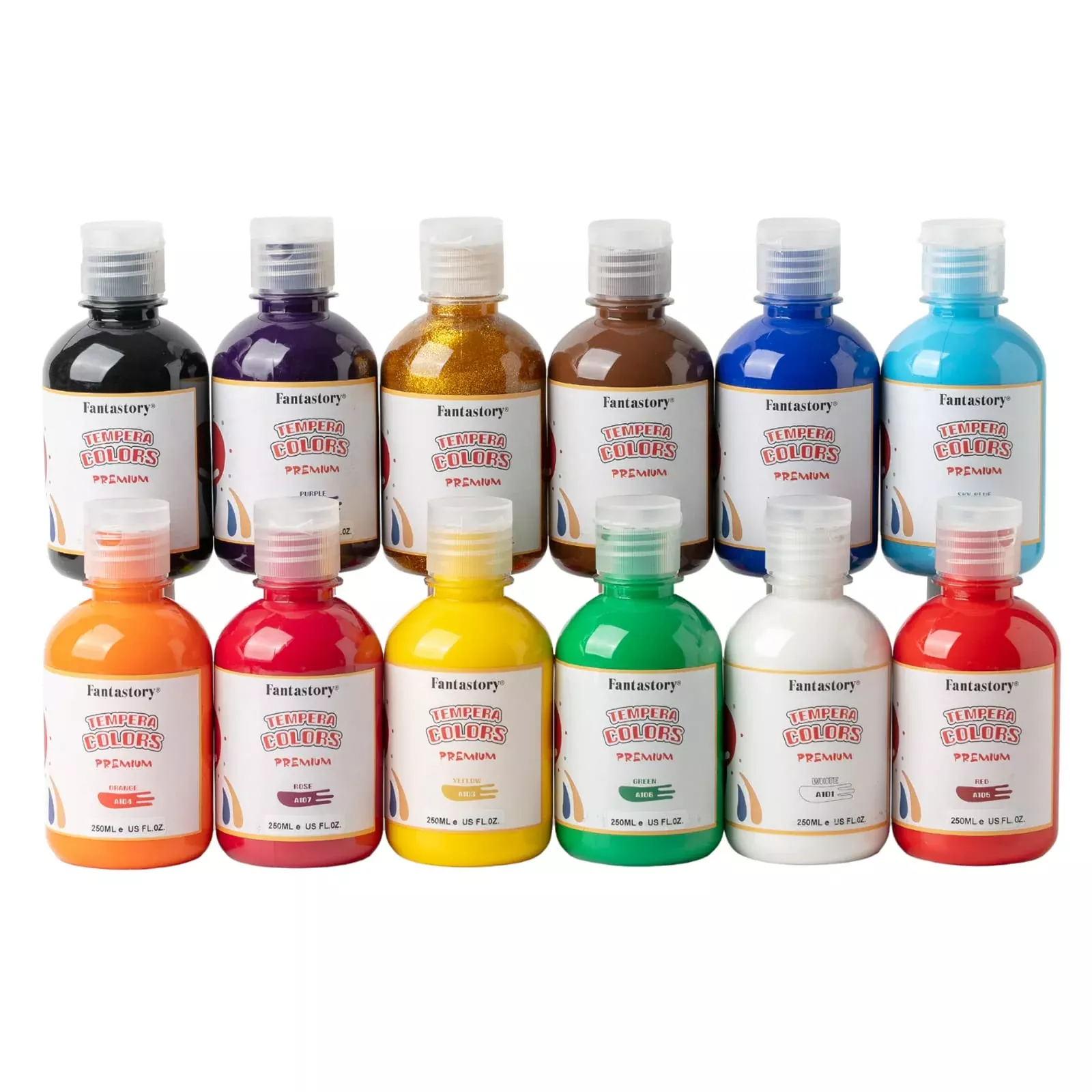 Fantastory Tempera Paint Set 12 Colors 100.8 Fl Oz Non-Toxic
