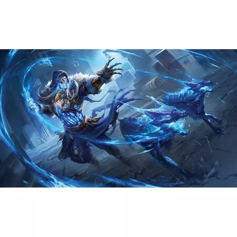 Fantasy North - Rimecage - Summon: Ice Hounds - Tcg Playmat And Mouse