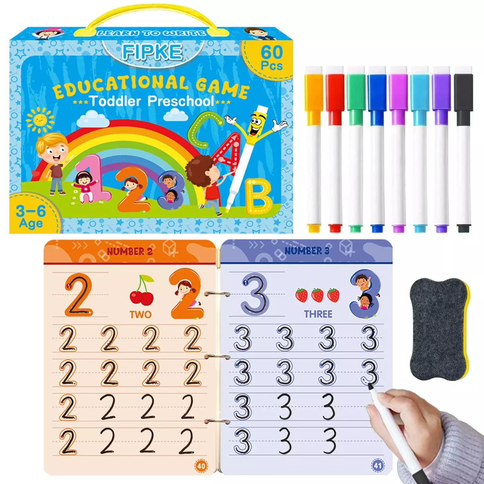 Fipke 60 Pages Preschool Learning Activities Handwriting Practice Book