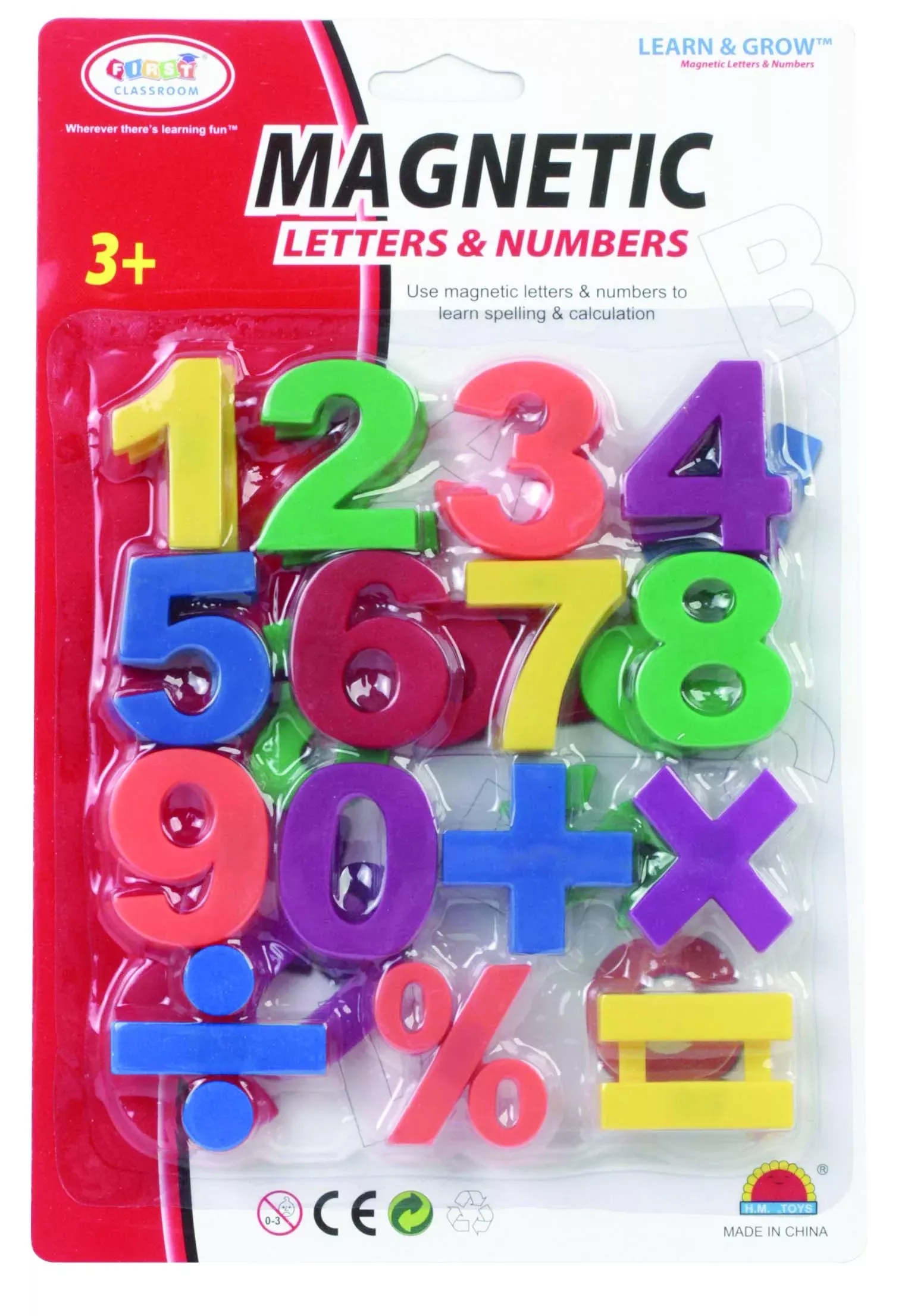 First Classroom Magnetic Numbers and Symbols Set, 1.75", 28 Pieces