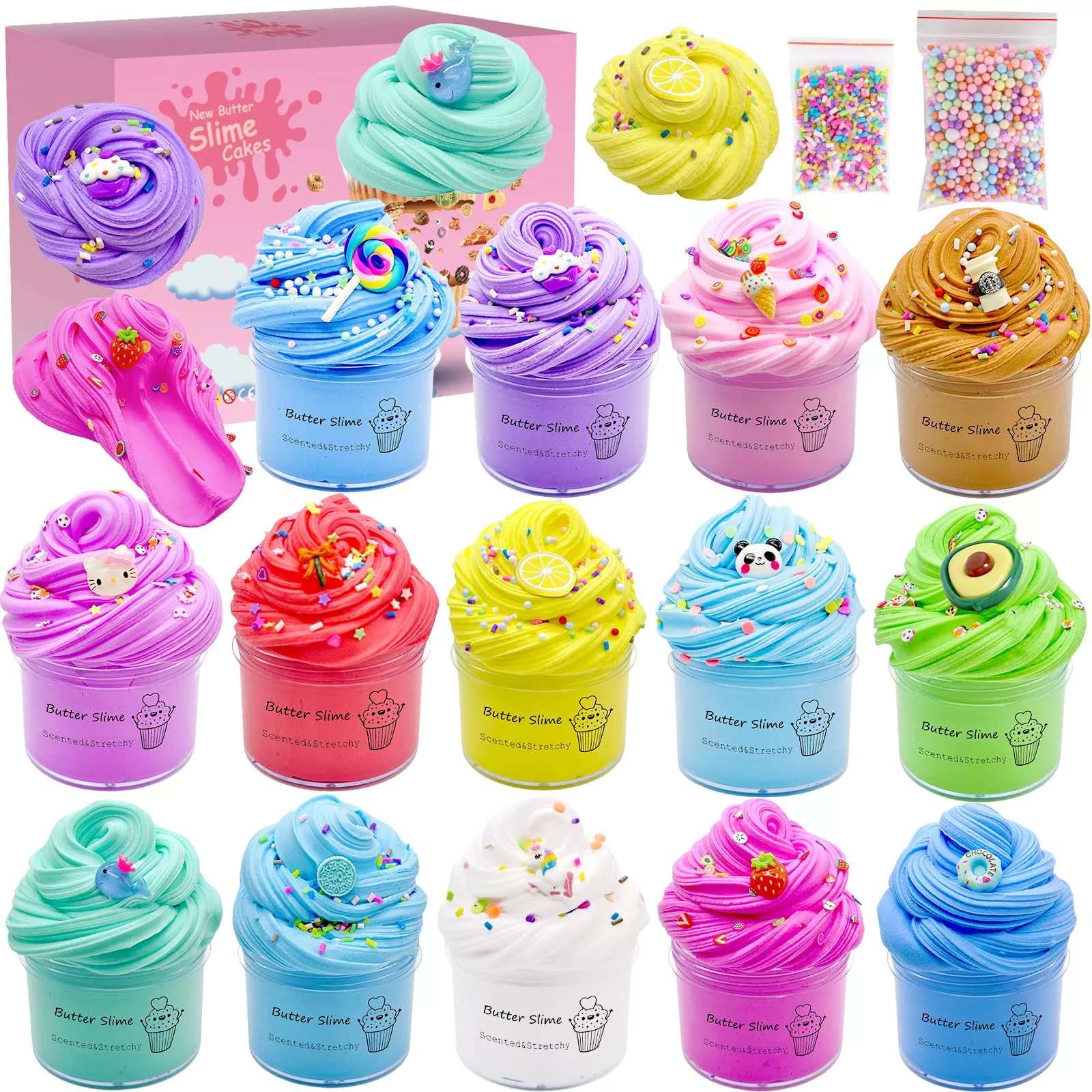 FJAZUFSA 14 Pack Butter Slime Kit for Kids - Multicolored Party