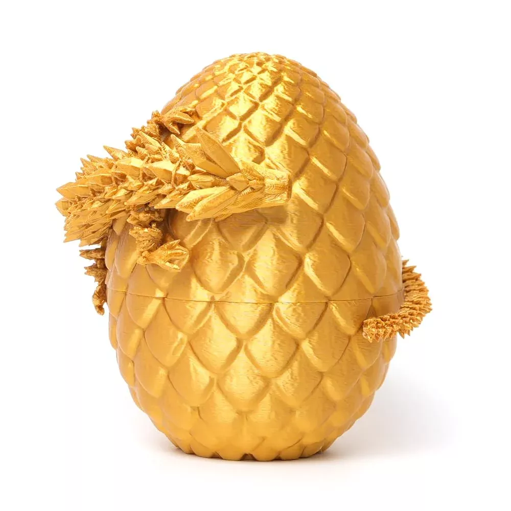 Flavery Gold 3D Printed Dragon Toy with Egg, Medium, Unique Design