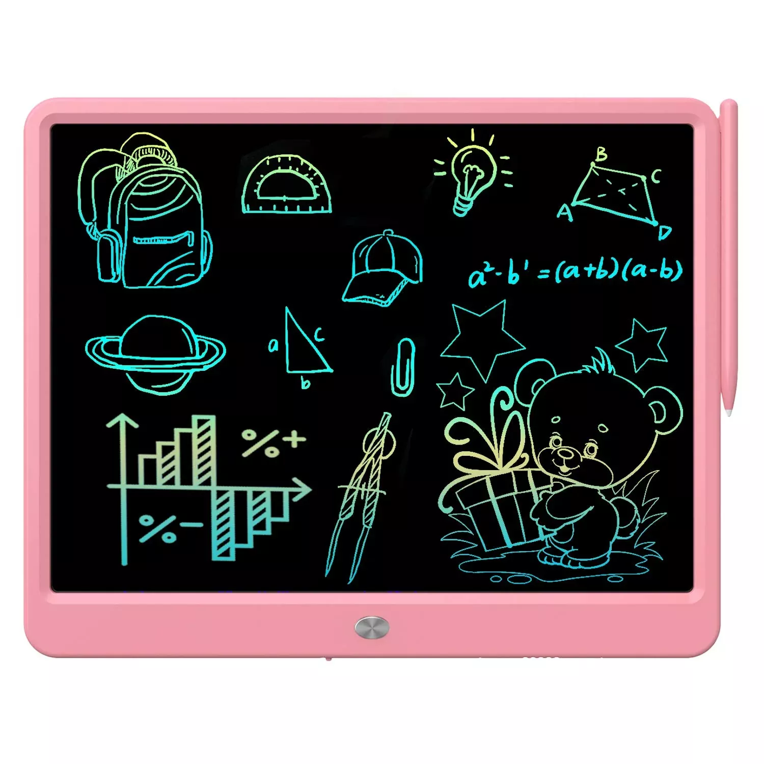 FLUESTON Electronic Writing Board 15 Inch Pink Portable Drawing Pad