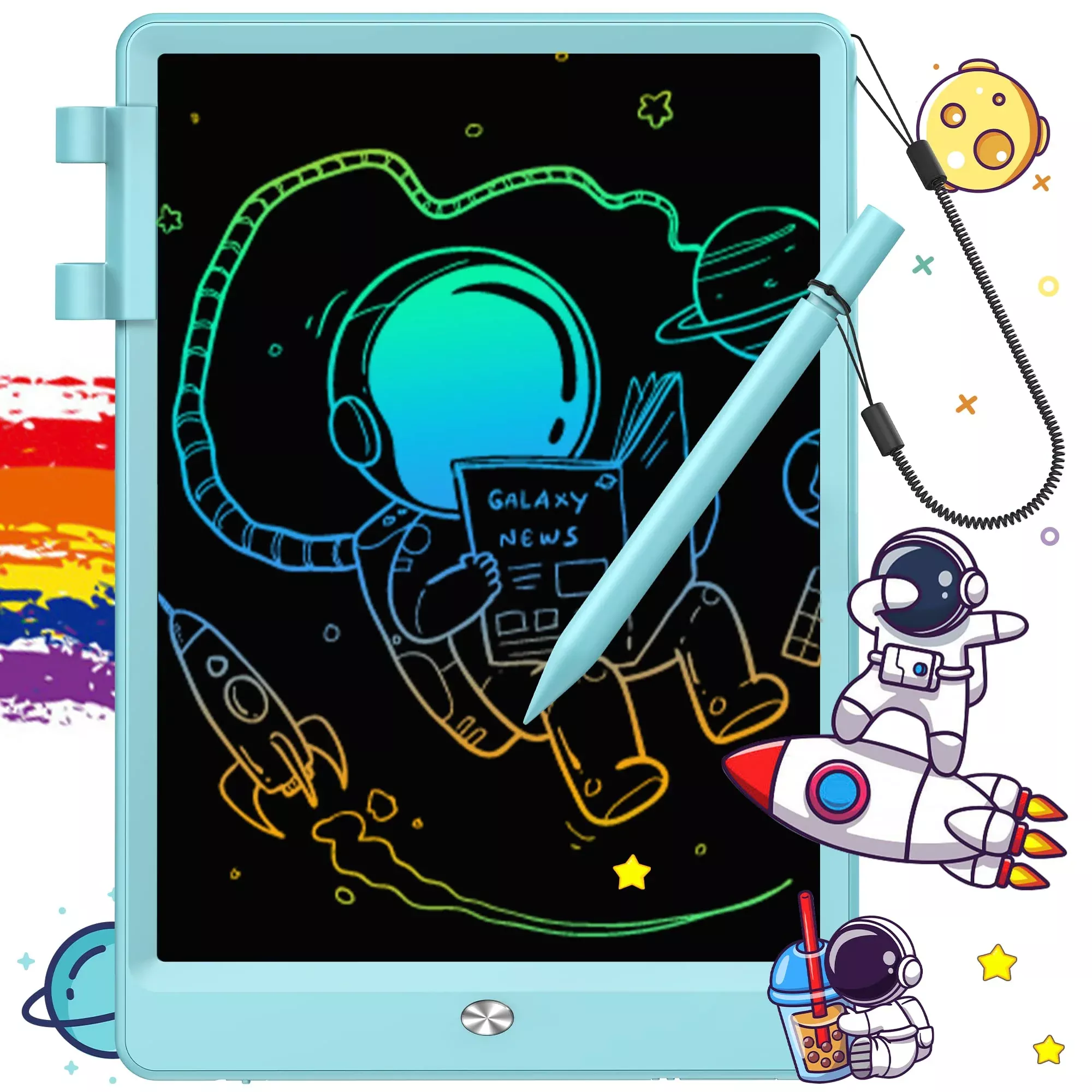 FLUESTON LCD Writing Tablet for Kids, 10" Delightful Dolphin Blue