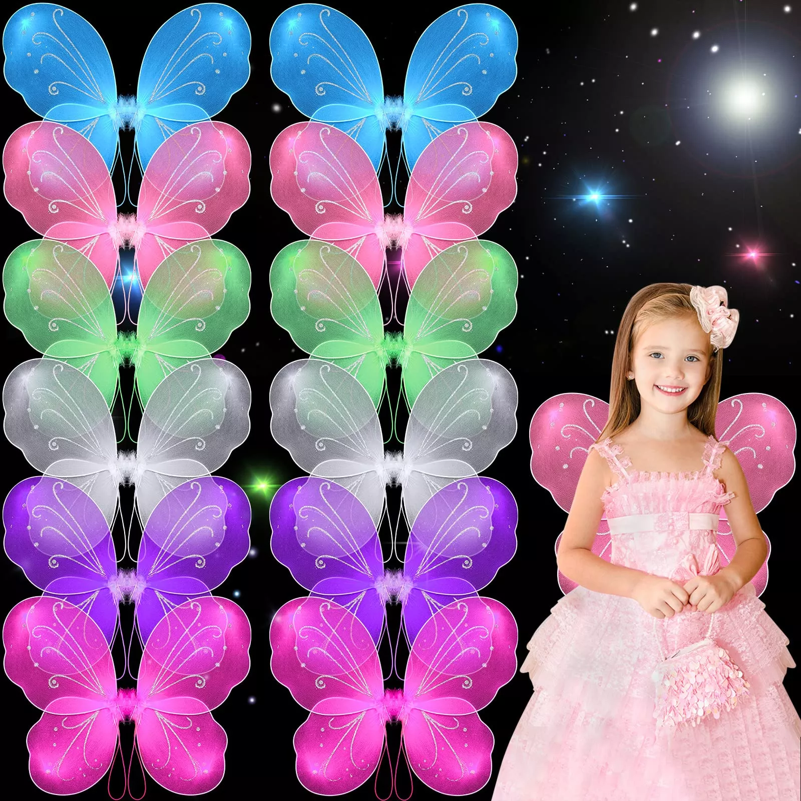 Foaincore Butterfly Wings for Girls, 32.4x42.8cm, Mult