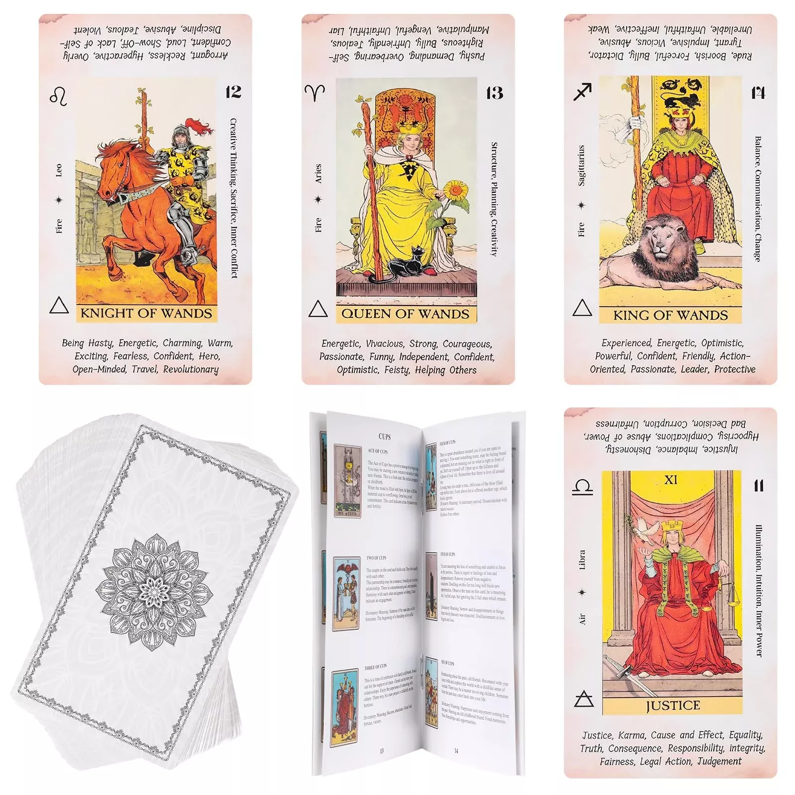 Fofeadm Tarot Cards for Beginners, White, 78 Original Deck, 7x
