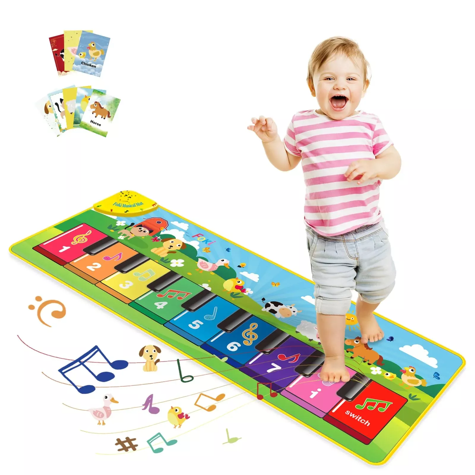 Foki Musical Piano Mat for Toddlers, Light Blue, 39x14 inches