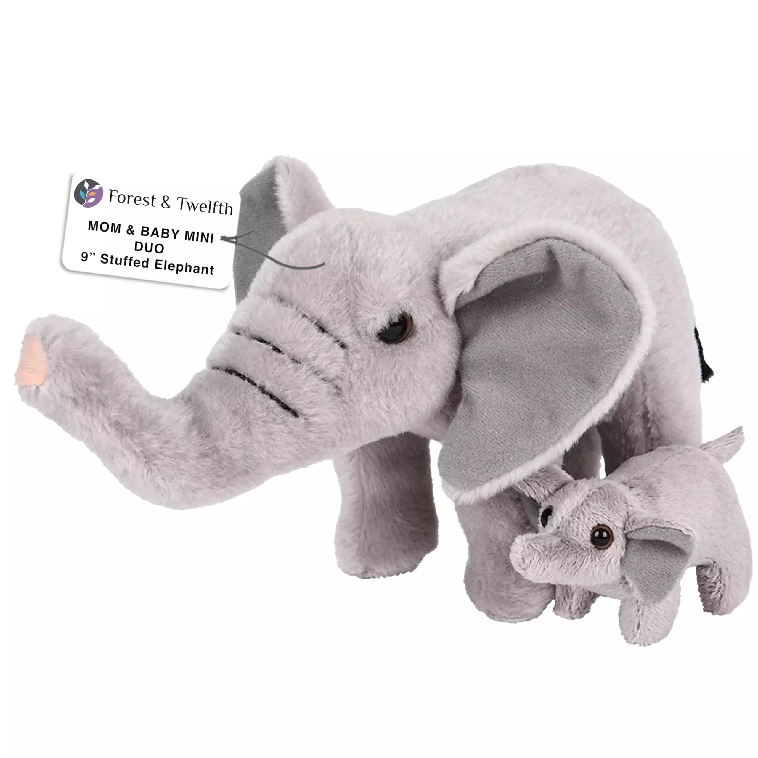 Forest & Twelfth Mom And Baby Mini Elephants, Stuffed Animals For Boys