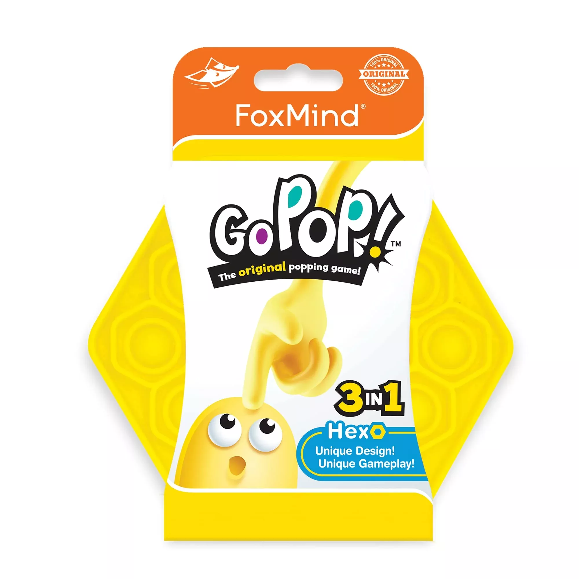 FoxMind Go Pop! Hexo Game for 2 Players, Yellow, Compact Design