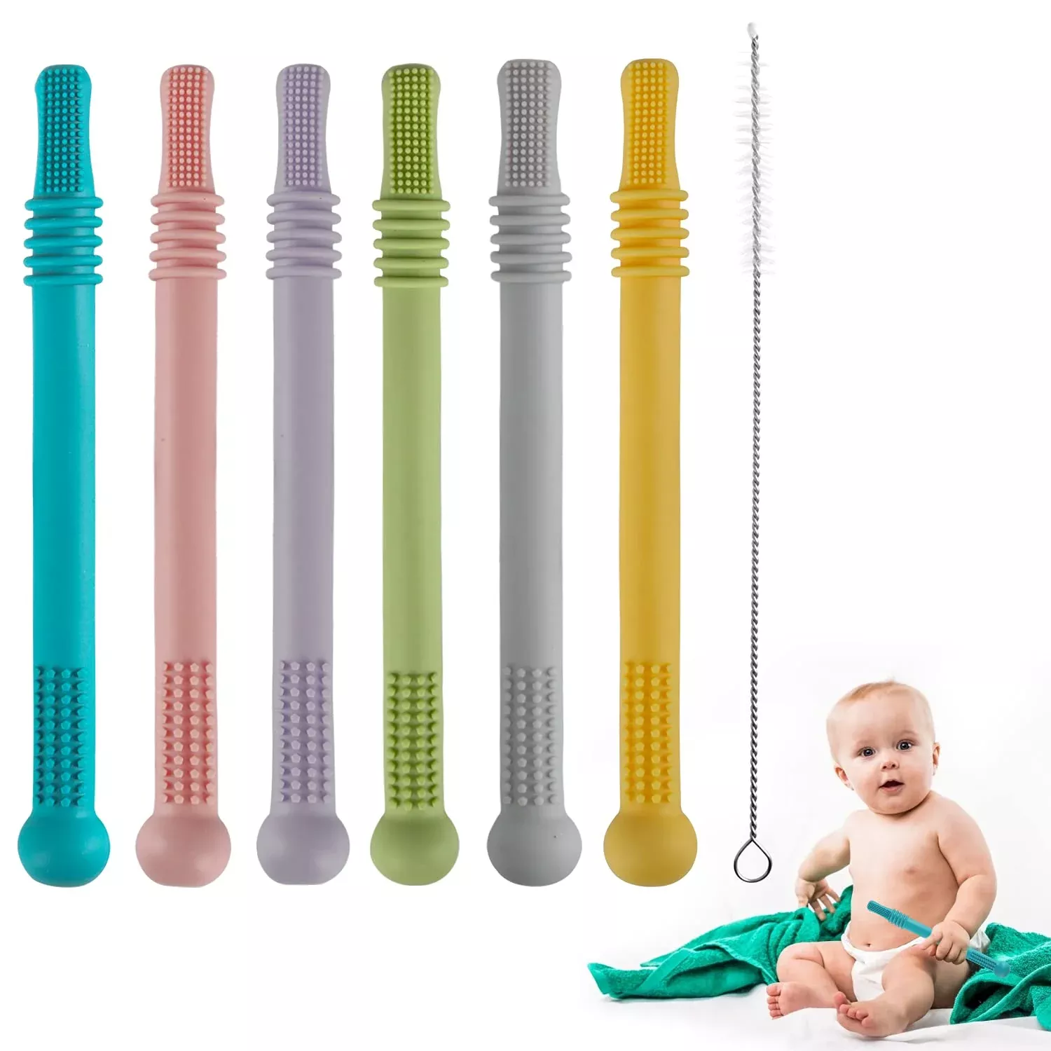 Fu Store Soft Teething Toys 6 Piece Set Multicolor Silicone