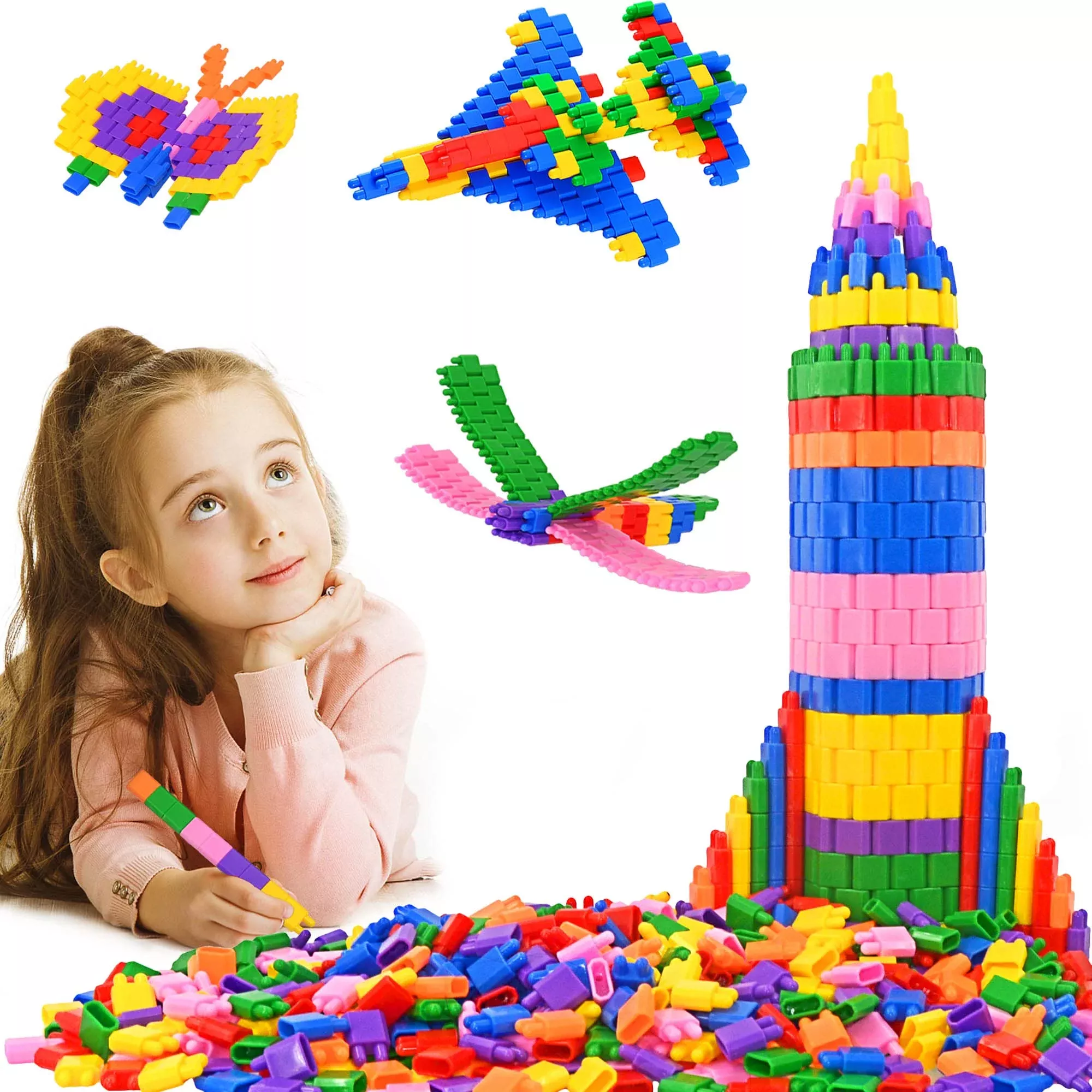 FUBAODA 600-Piece Building Blocks Set for Ages 3+, Colorful Interlocking