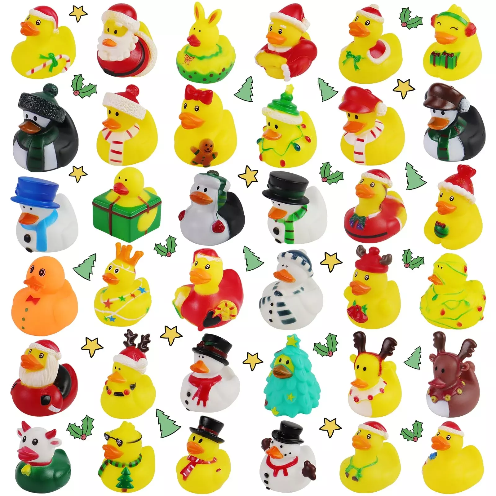 Fudragtn Christmas Rubber Ducks Set, 36pcs, 2 inches, Non-T
