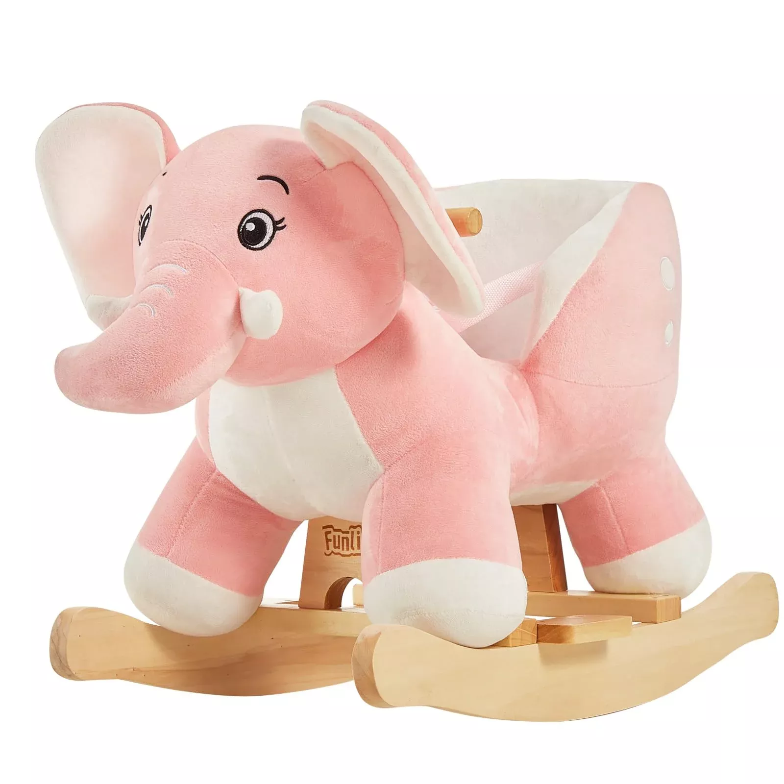 FUNLIO Elephant Rocking Horse for Babies, Pink, Large, Safe Design
