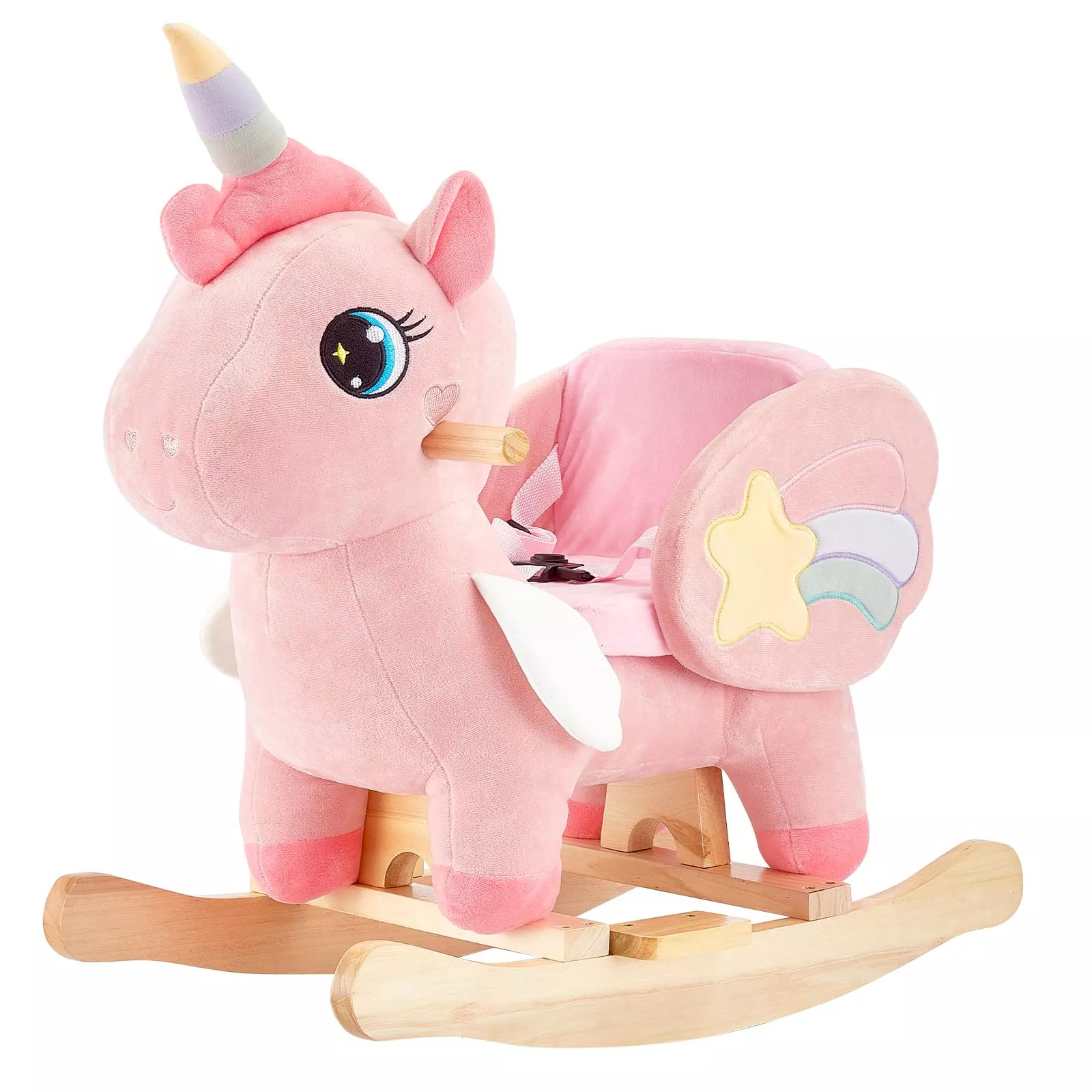 FUNLIO Rocking Horse Unicorn for Babies, Pink, Large, Safe Design
