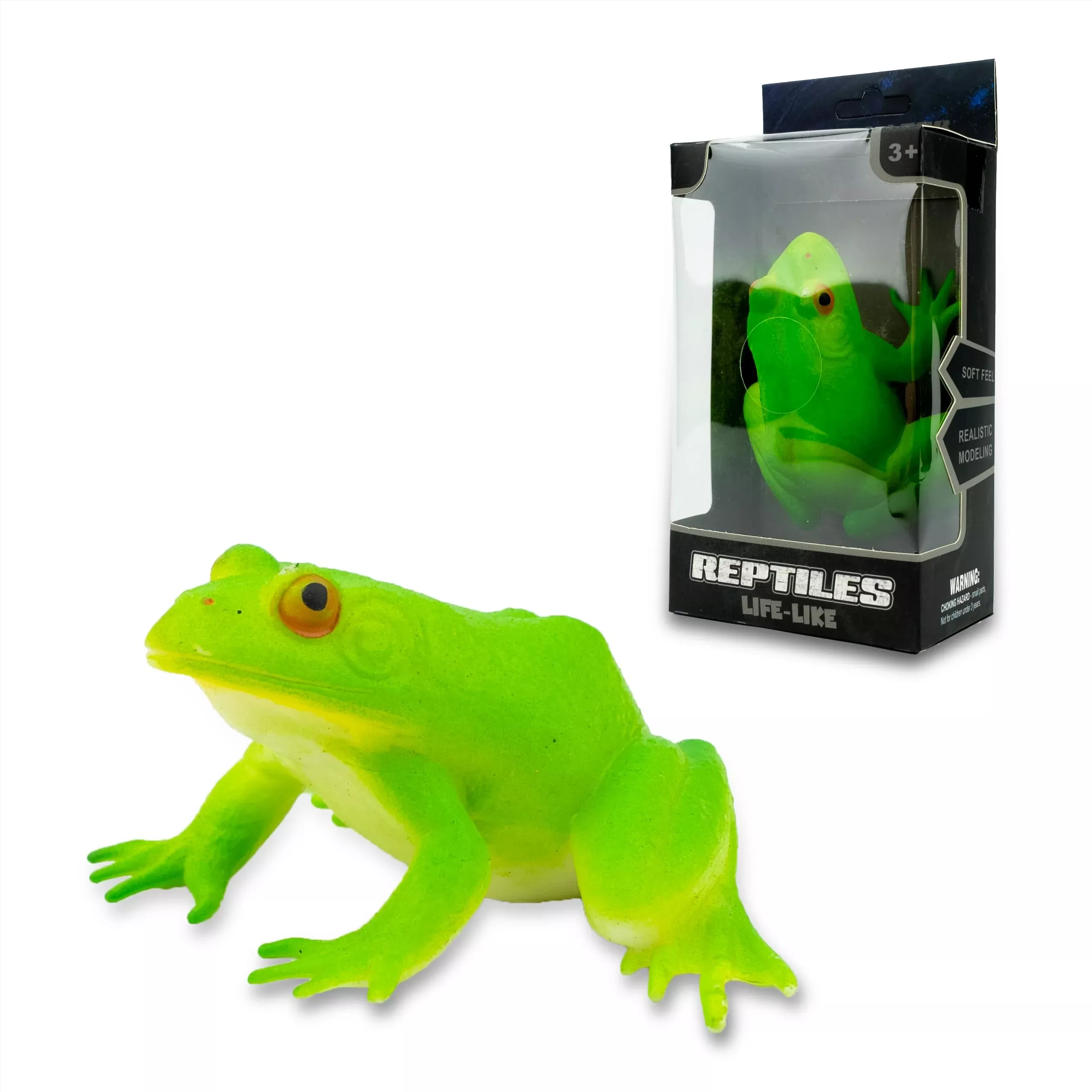 FUNSCENE Reptile Figurine Soft Rubber Frog Toy, Small, Black