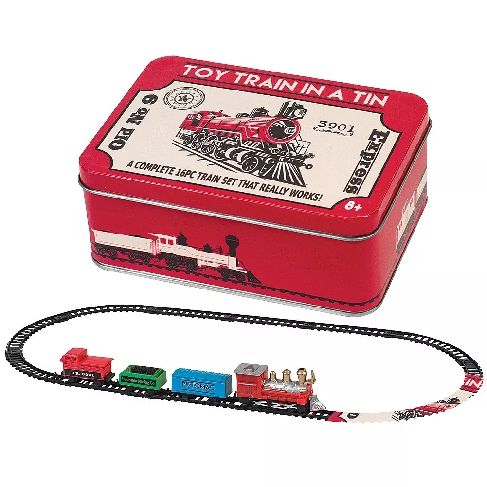 Funtime Gifts Train in A Tin Set - Battery Operated, Small, Red