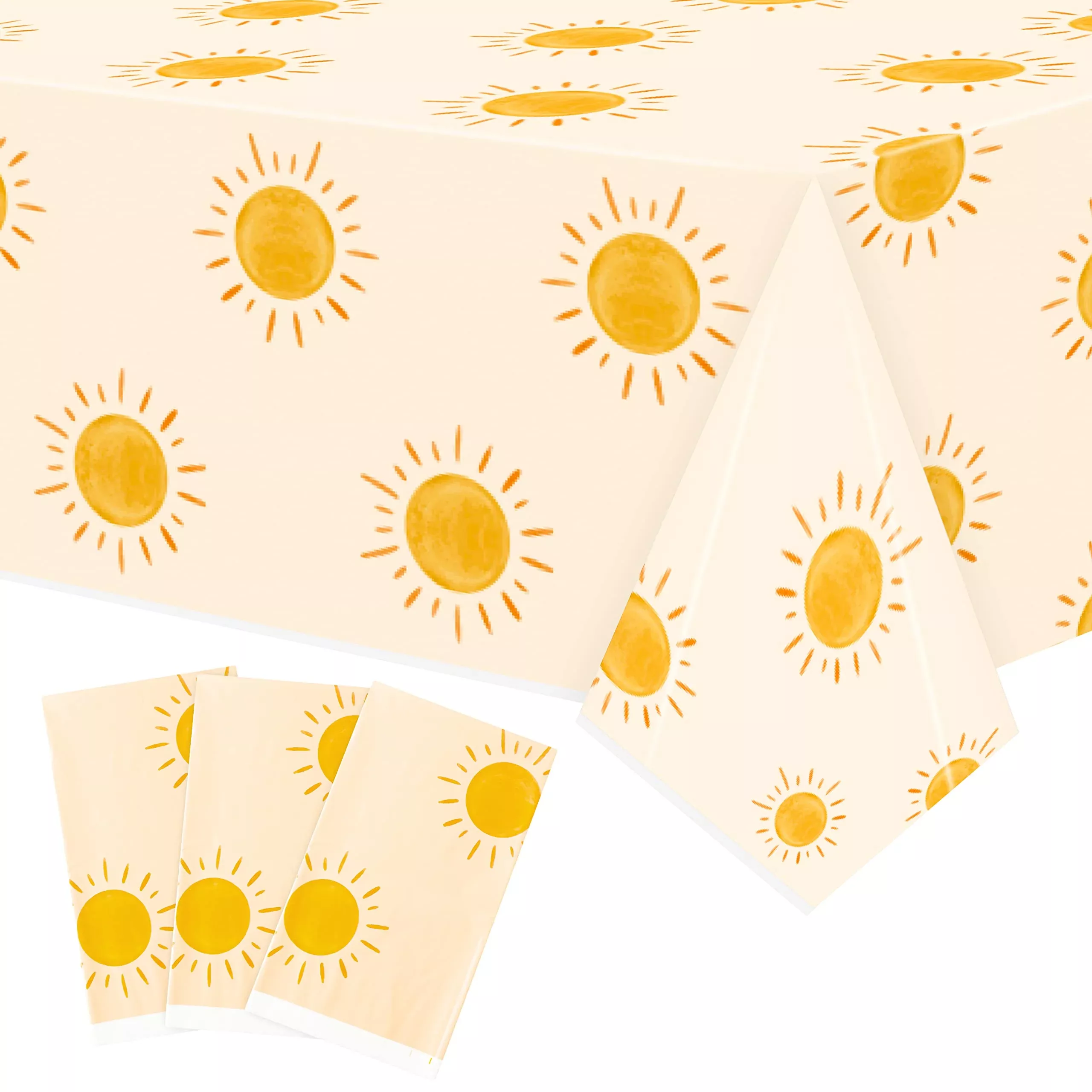 G1ngtar Boho Sun Tablecloth Set, Yellow, 86.6"x51