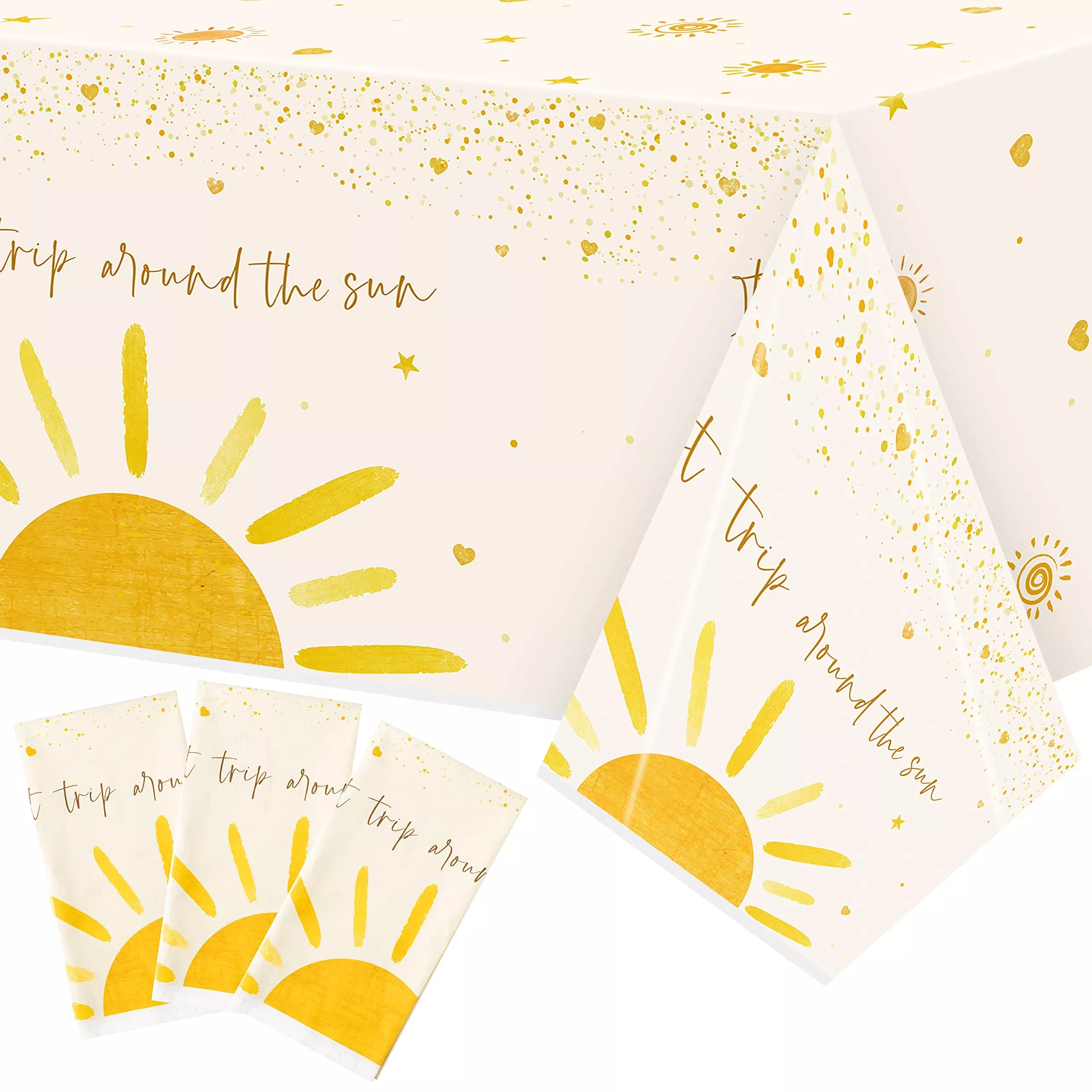 G1ngtar Boho Sun Tablecloths for First Birthday, 3 Pack,