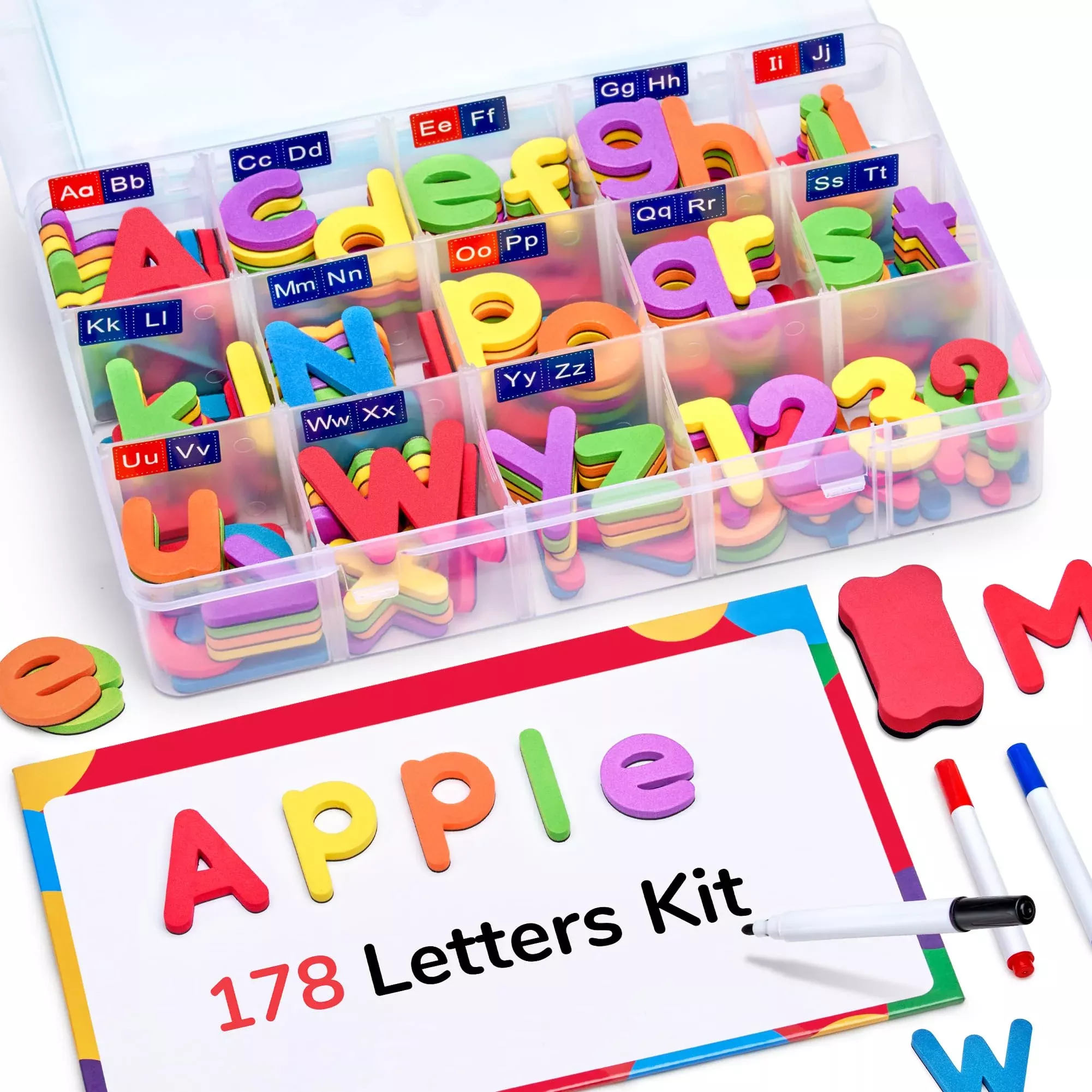 GAMENOTE Magnetic Alphabet Letters Kit 178Pcs Multicolor Small