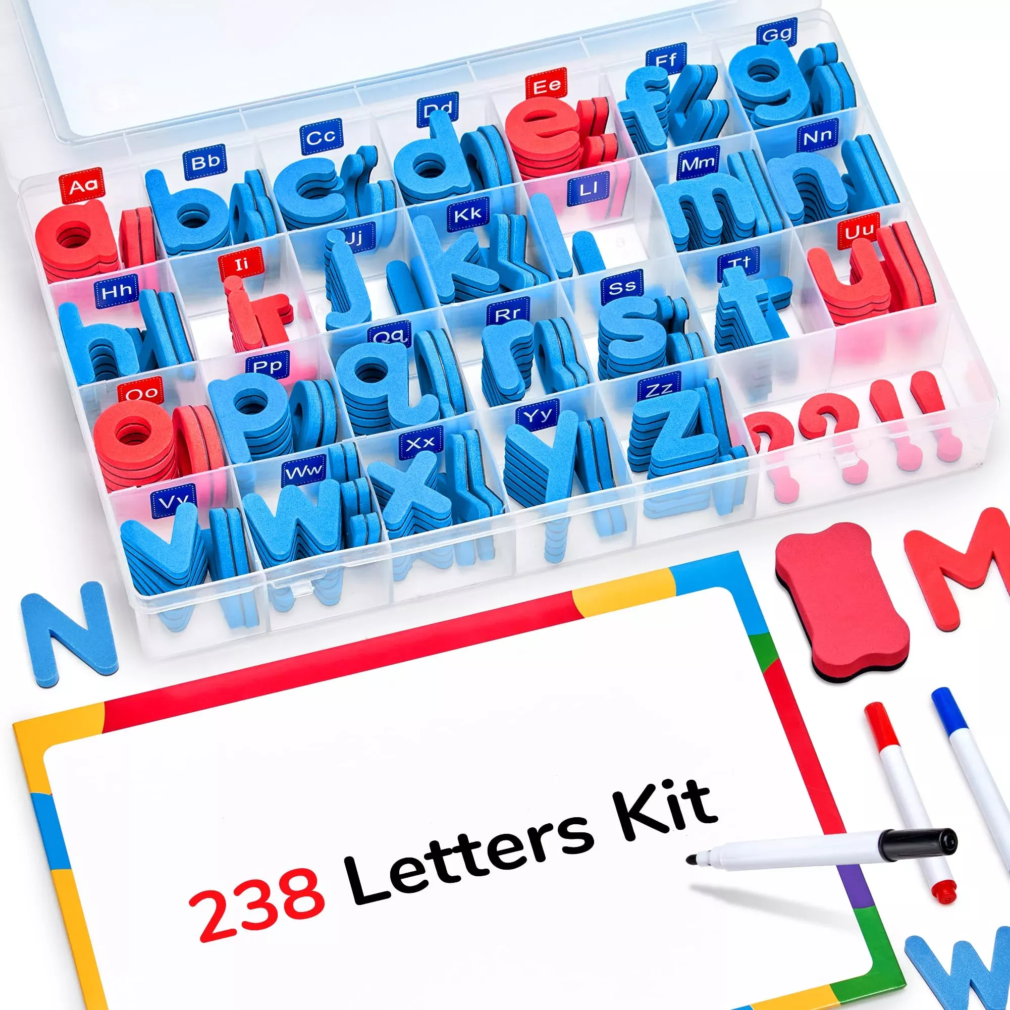 GAMENOTE Magnetic Letters Set for Classroom, 234 Pieces, Blue Red