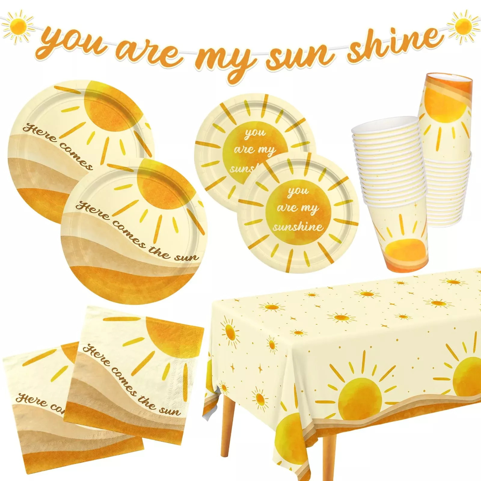 Gatherfun Boho Sun Party Package for Baby Shower & First Birthday, Multicolor