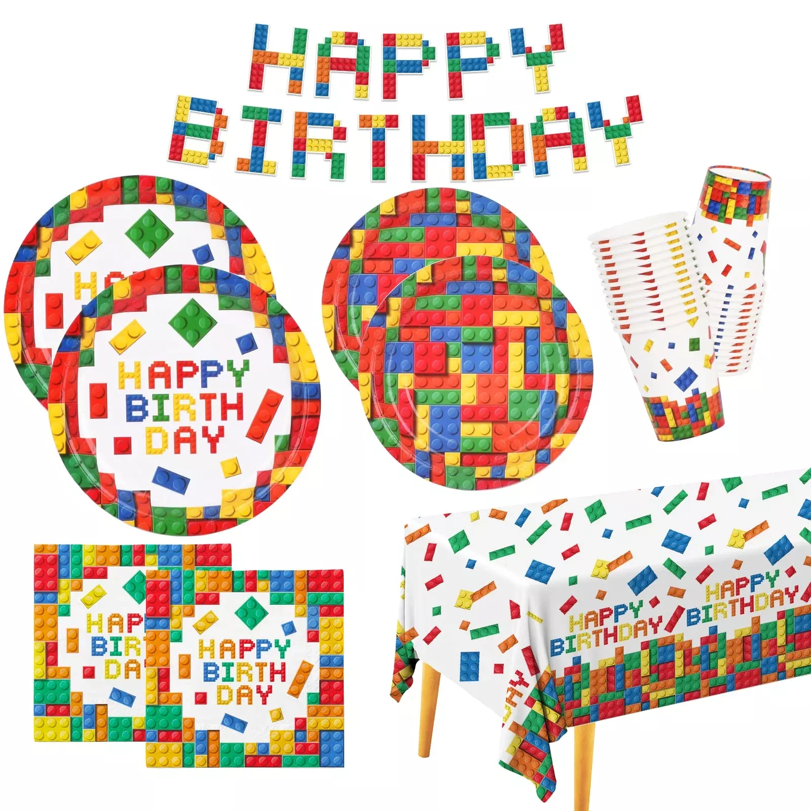 Gatherfun Building Blocks Themed Birthday Party Supplies
